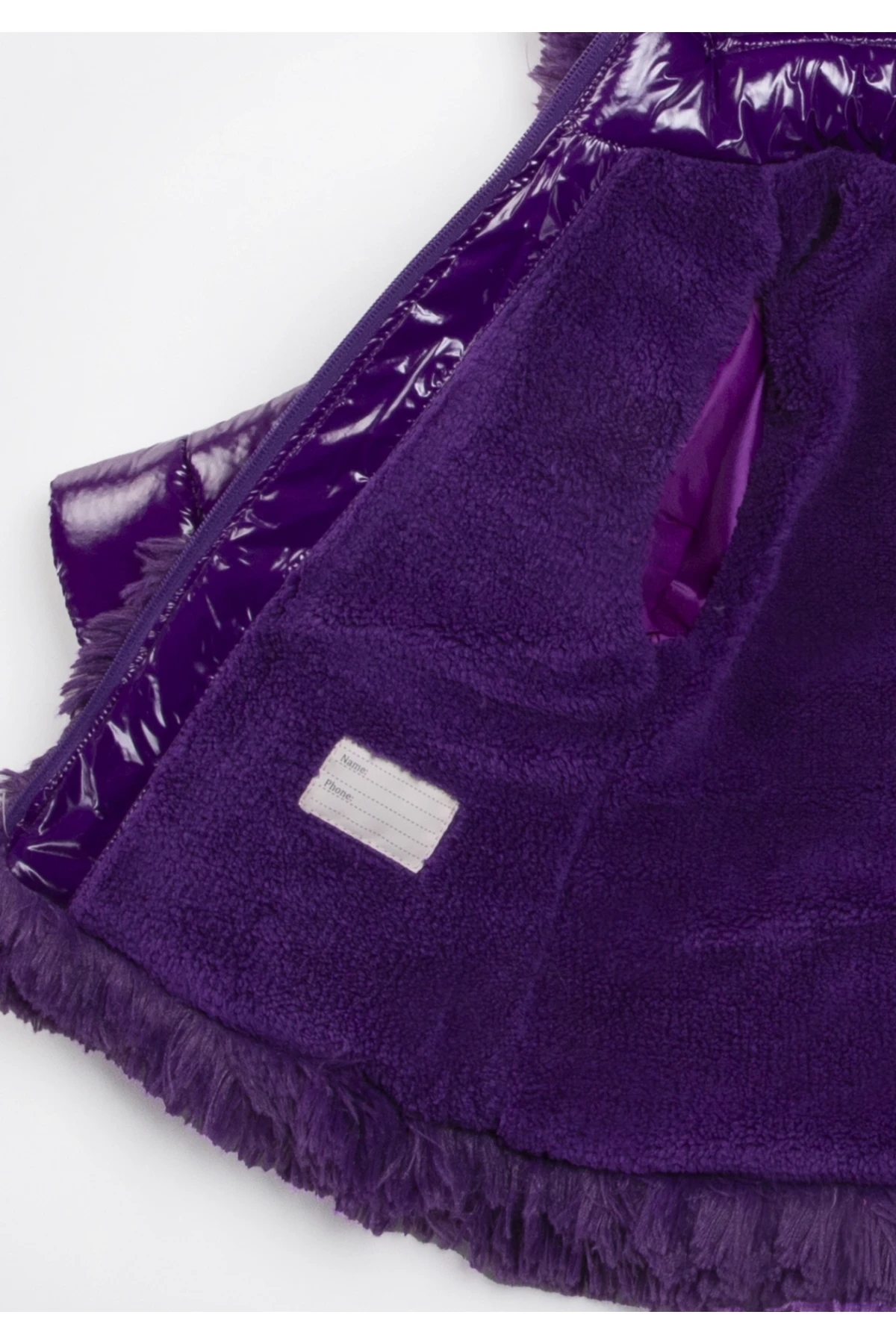 Kız Çocuk Mor Tavşan Kulak 9 Ay-5 Yaş Kışlık İçi Polar Astarlı Kapüşonlu Şişme Mont HZL24W-MDM1224581