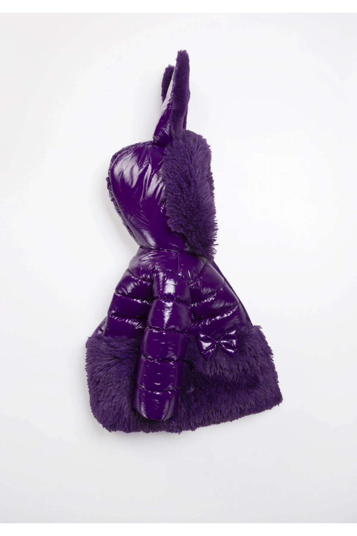 Kız Çocuk Mor Tavşan Kulak 9 Ay-5 Yaş Kışlık İçi Polar Astarlı Kapüşonlu Şişme Mont HZL24W-MDM1224581