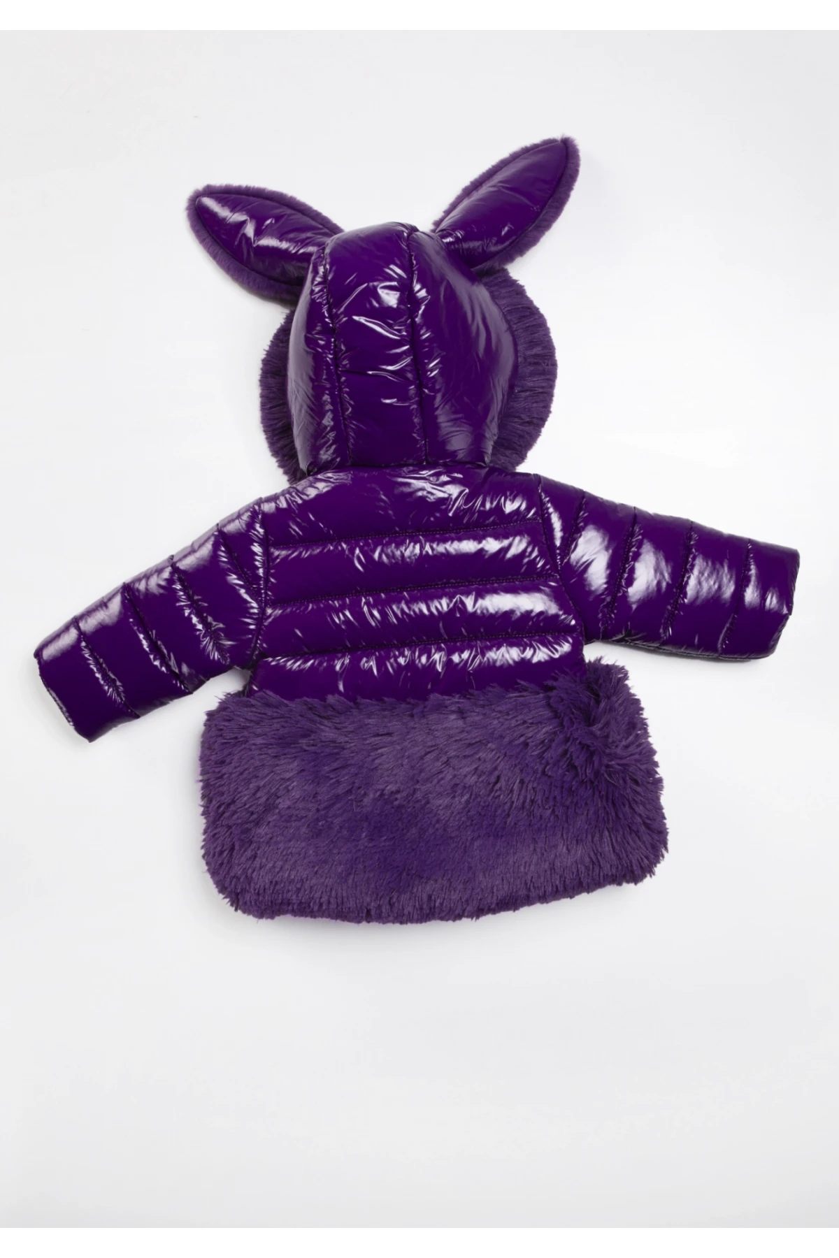 Kız Çocuk Mor Tavşan Kulak 9 Ay-5 Yaş Kışlık İçi Polar Astarlı Kapüşonlu Şişme Mont HZL24W-MDM1224581