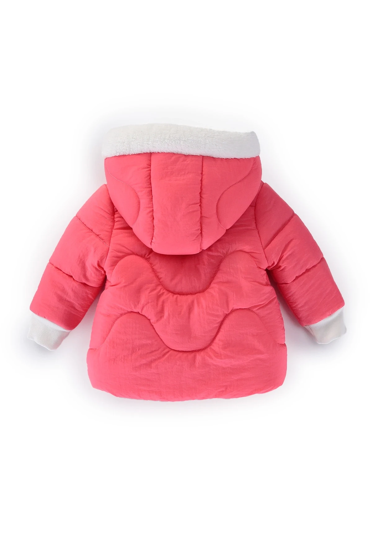 Kız Çocuk Nar Çiçeği Hayvan Temalı 9-24 Ay Kışlık İçi Polar Astarlı Kapüşonlu Şişme Mont HZL24W-MDM1501131