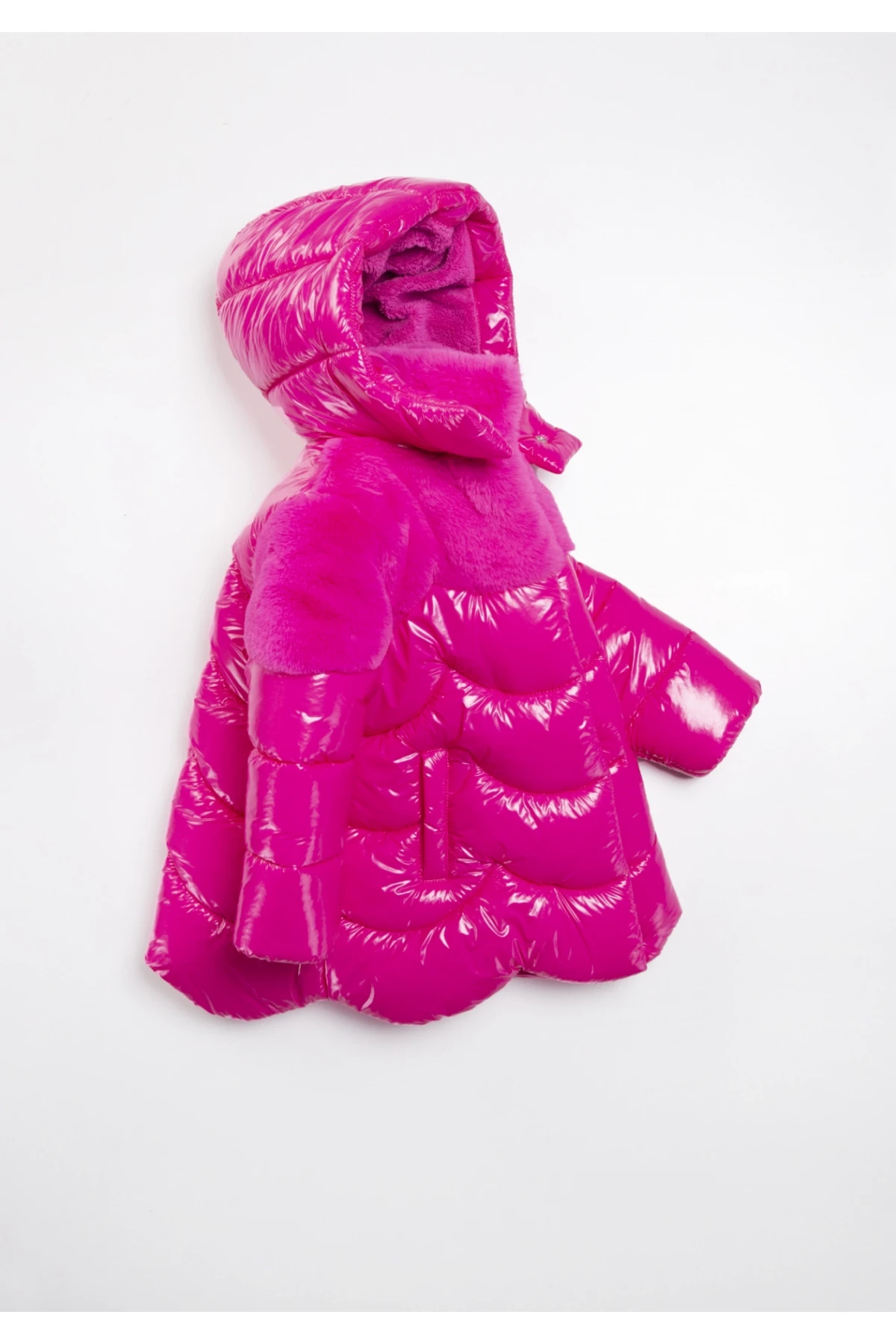 Kız Çocuk Pembe Çift Cepli 2-9 Yaş Kışlık İçi Astarlı Kapüşonlu Şişme Mont HZL24W-MDM1224531