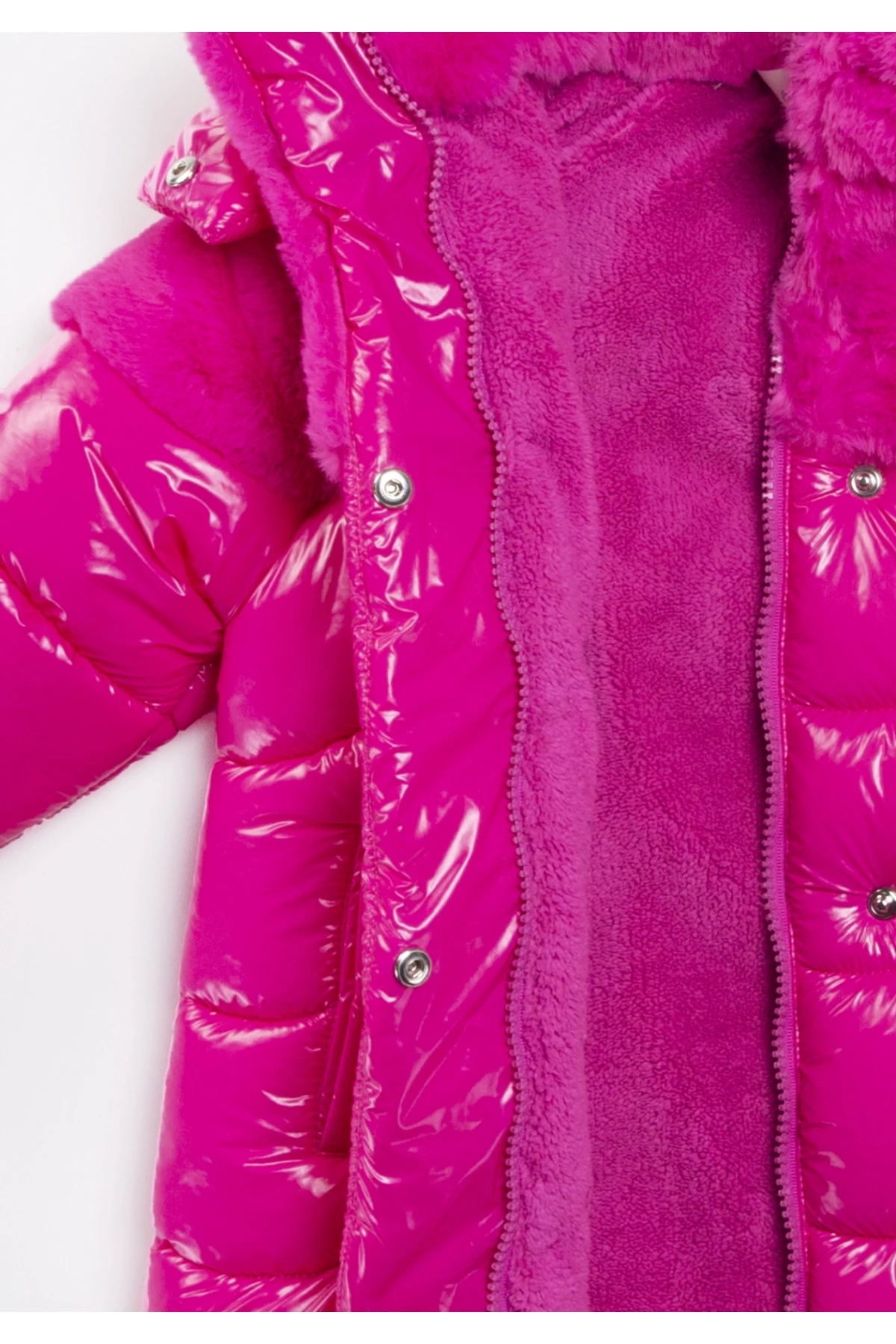 Kız Çocuk Pembe Çift Cepli 2-9 Yaş Kışlık İçi Astarlı Kapüşonlu Şişme Mont HZL24W-MDM1224531