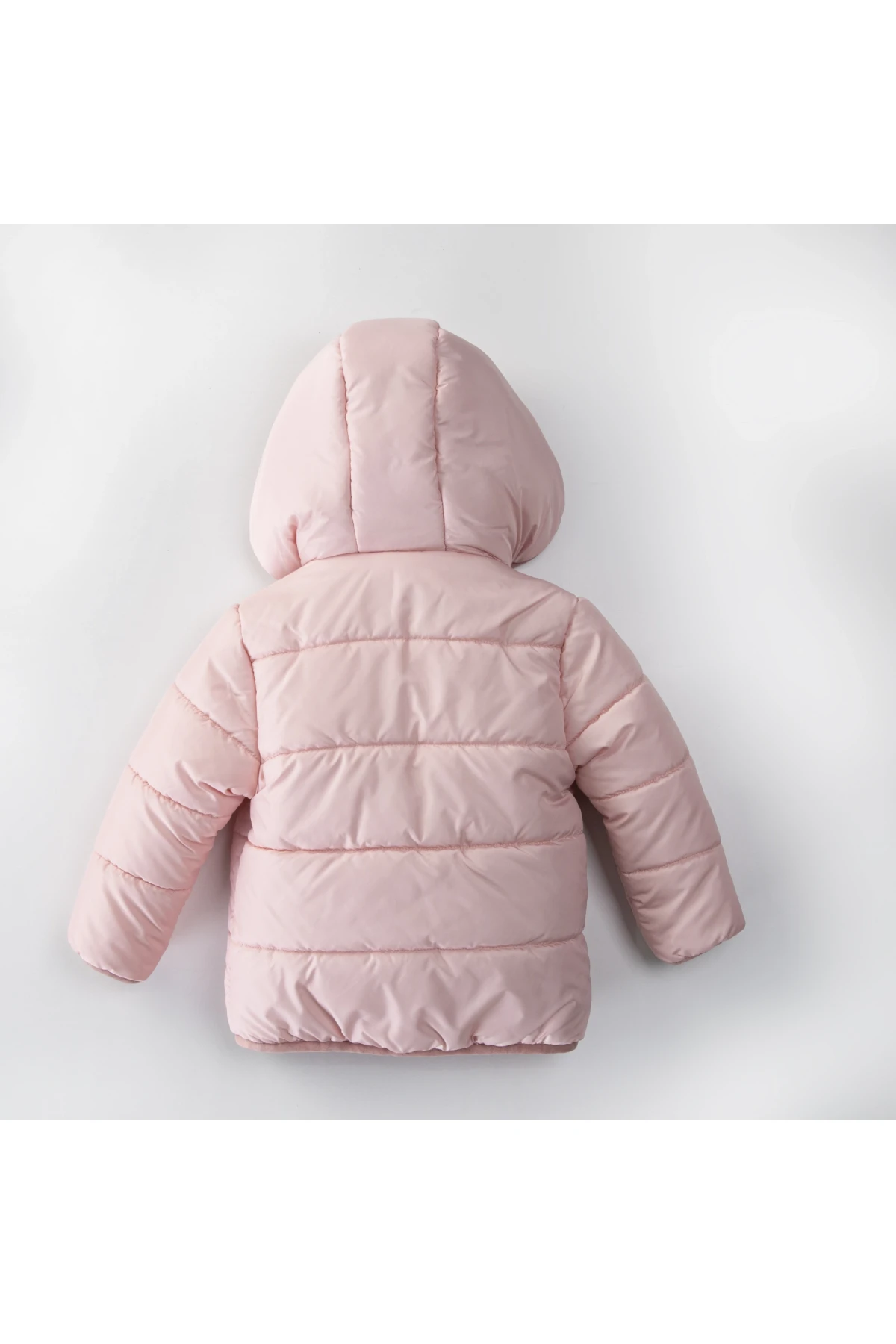 Kız Çocuk Pudra Hayvan Temalı 1-5 Yaş Kışlık İçi Polar Astarlı Kapüşonlu Şişme Mont HZL24W-MDM1501261