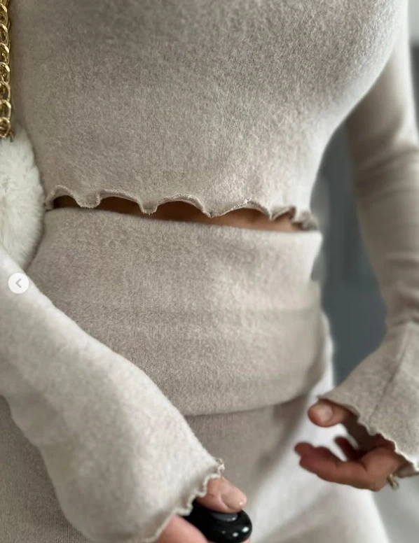 Kadın Bej Bel Katlamalı İspanyol İkili Yumoş Takım HZL25W-ZK13501