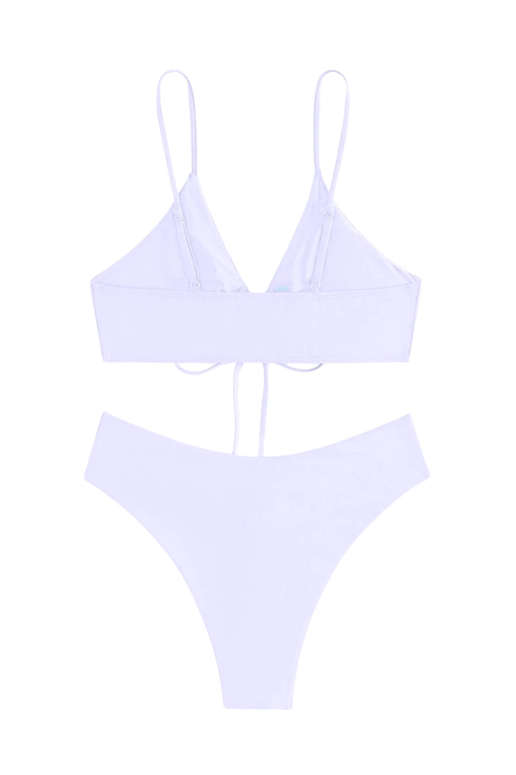 Kadın Beyaz İp Detaylı Astarlı V Kesim Üçgen Bikini Takım HZL24S-LC2234