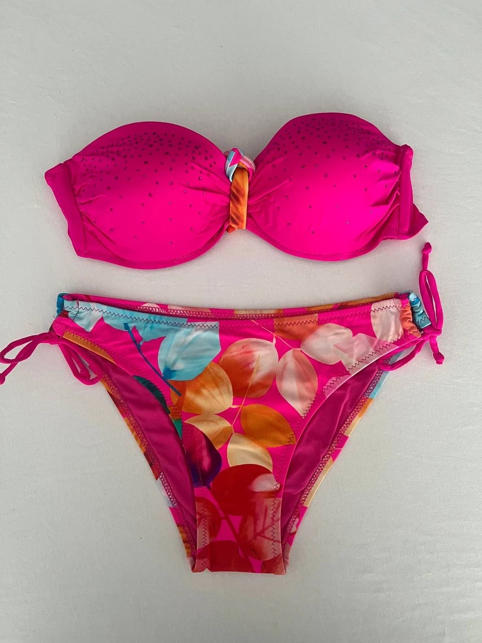 Kadın Fuşya Taş İşlemeli Astarlı Bikini Takım HZL25S-LC207