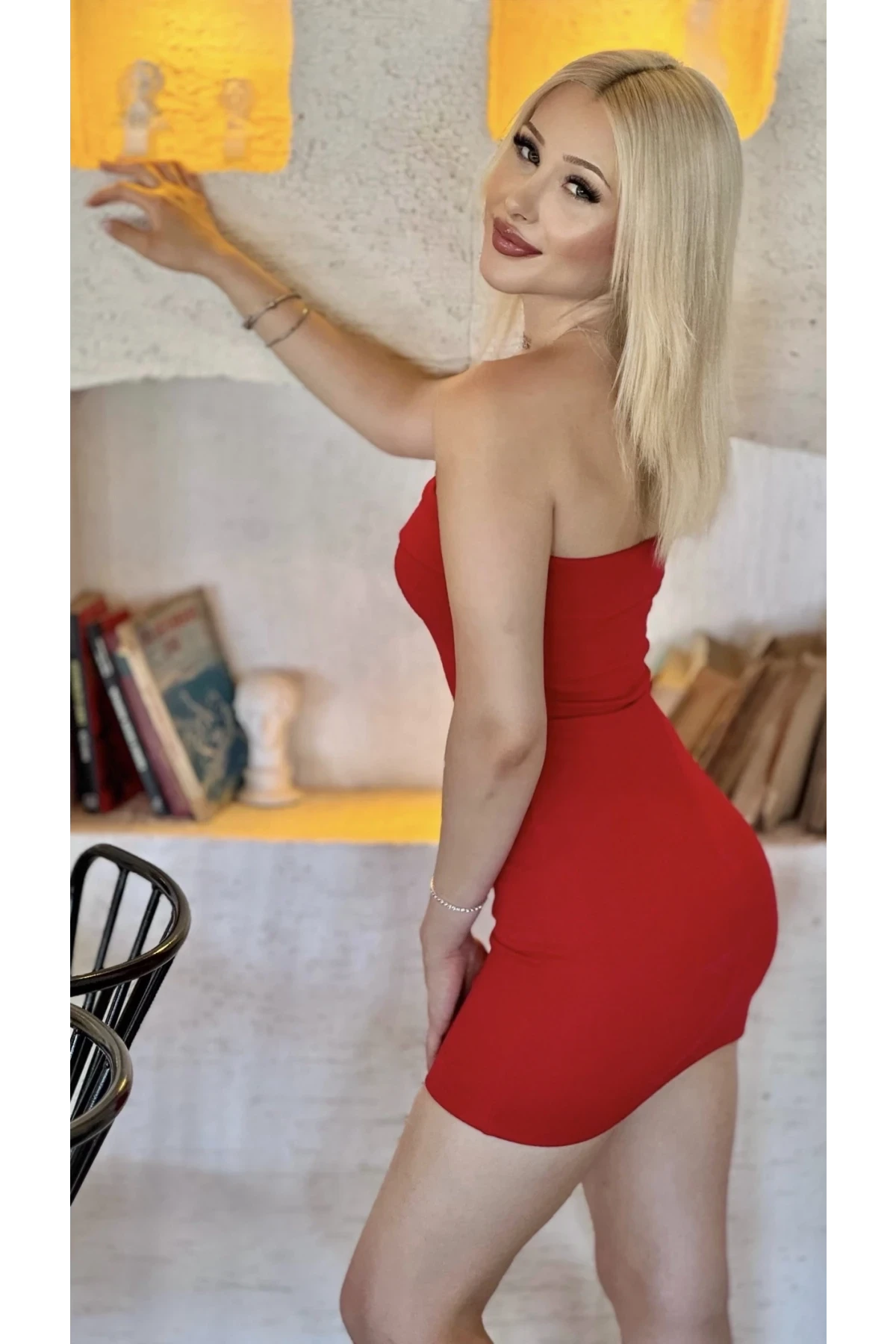 Kadın Kırmızı Straplez Mini Elbise HZL24S-ZK13211