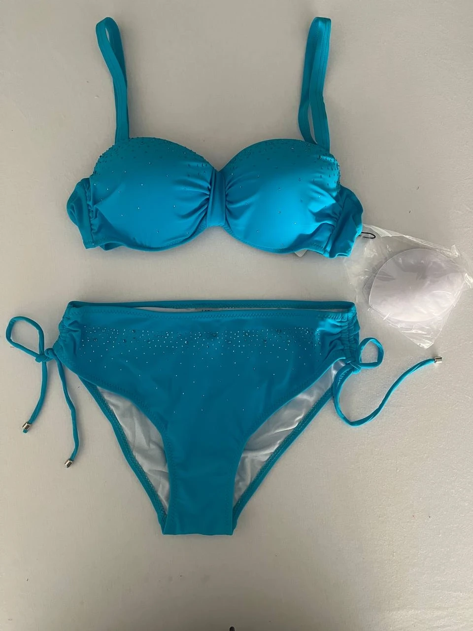 Kadın Mavi Taş İşlemeli Astarlı Bikini Takım HZL25S-LC3361