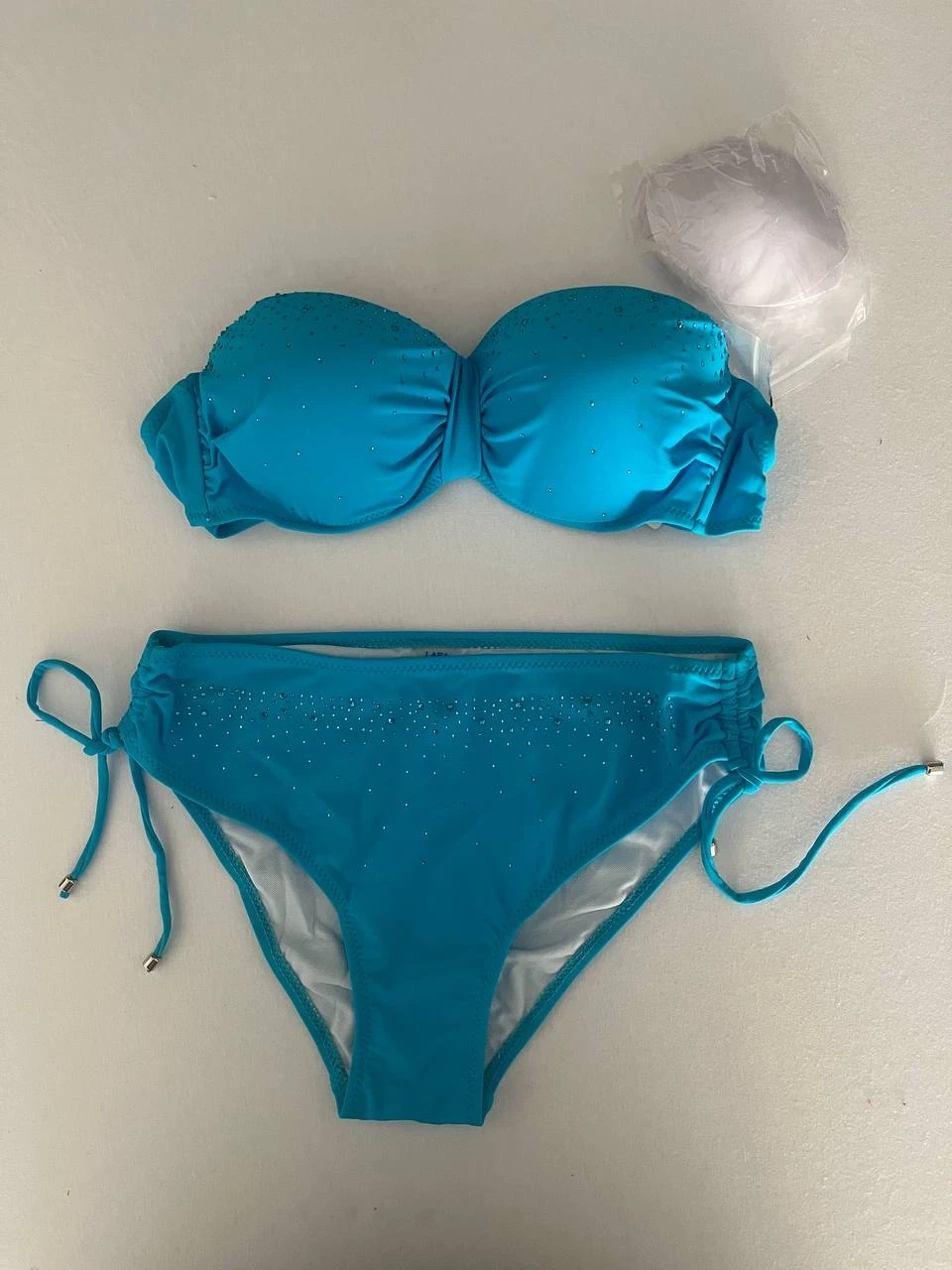 Kadın Mavi Taş İşlemeli Astarlı Bikini Takım HZL25S-LC3361