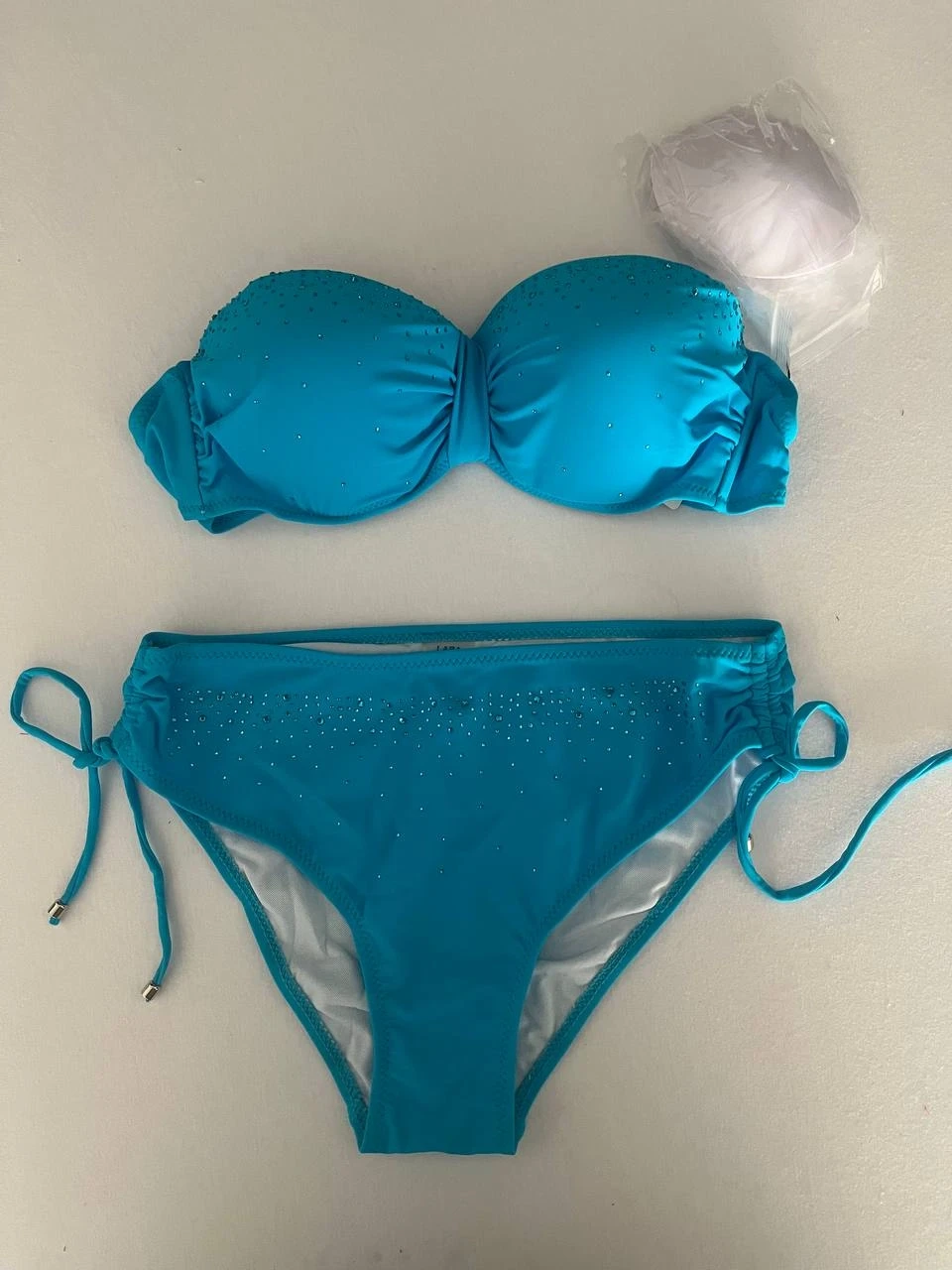 Kadın Mavi Taş İşlemeli Astarlı Bikini Takım HZL25S-LC3361