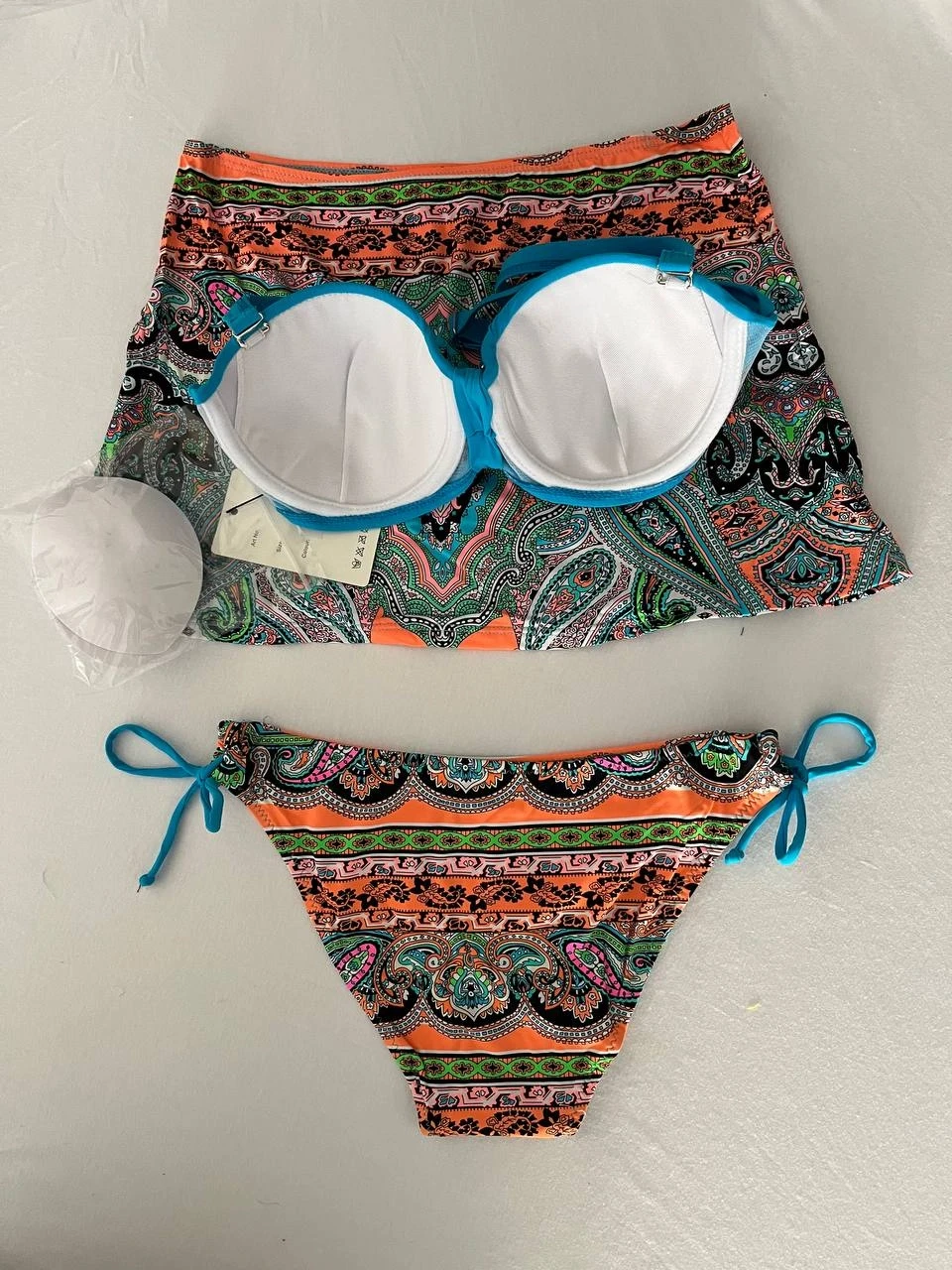 Kadın Mavi Taş İşlemeli Desenli 3 Parça Bikini Takım HZL25S-LC3326