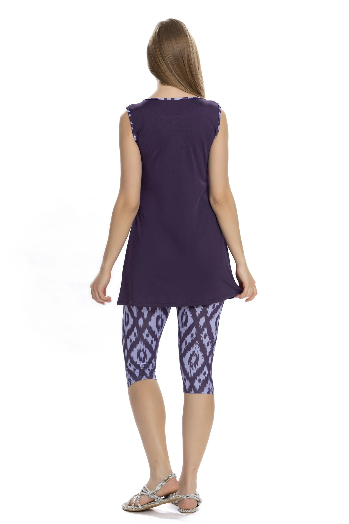 Kadın Mor  Kolsuz Yarı Kapalı Taytlı Mayo HZL25S-AR3151/23