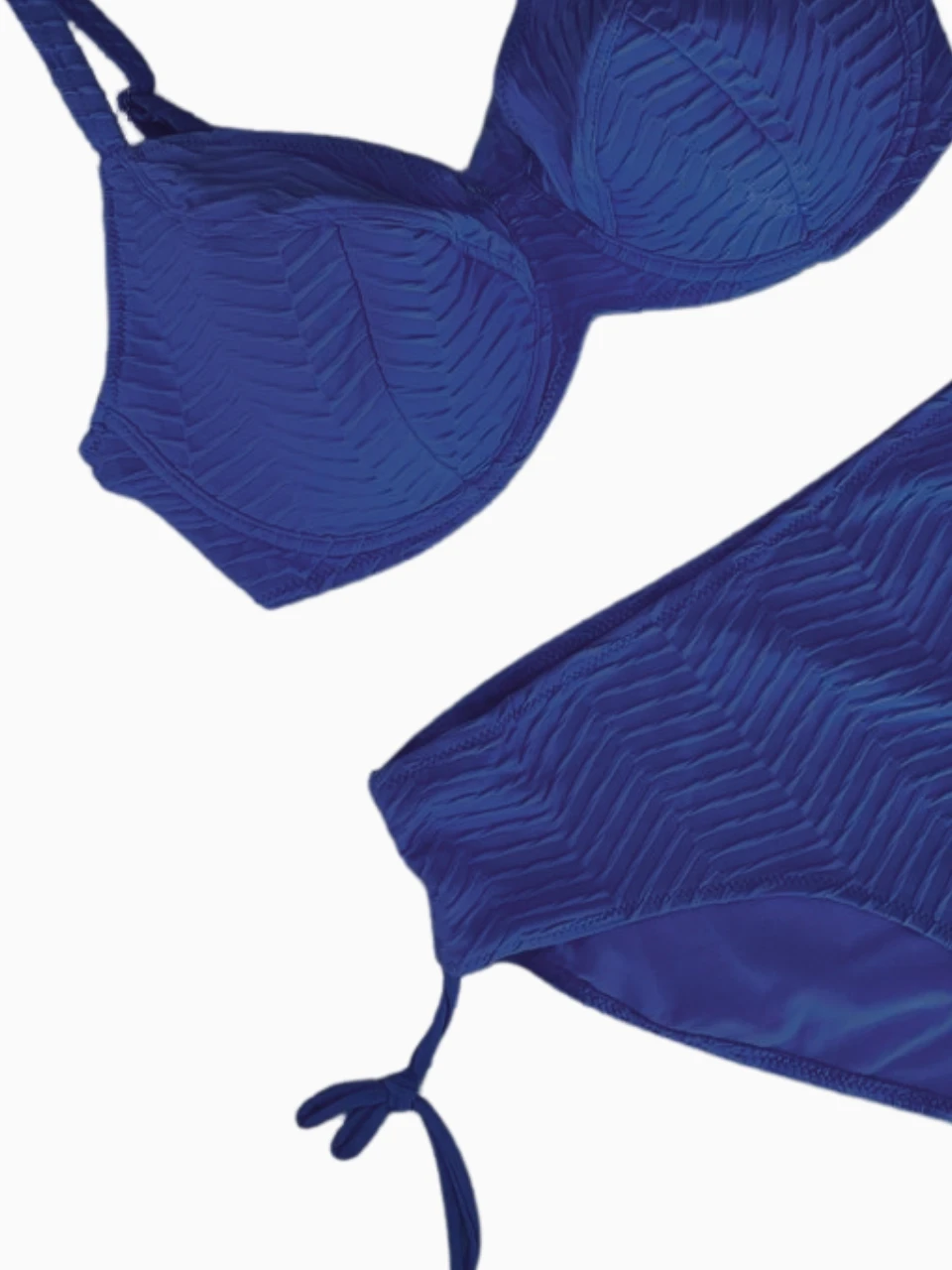 Kadın Saks Mavi Desenli Büyük Beden Astarlı Bikini Takım HZL25S-LC4004