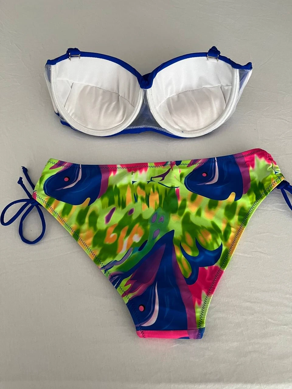 Kadın Saks Mavi Taş İşlemeli Astarlı Bikini Takım HZL25S-LC3334