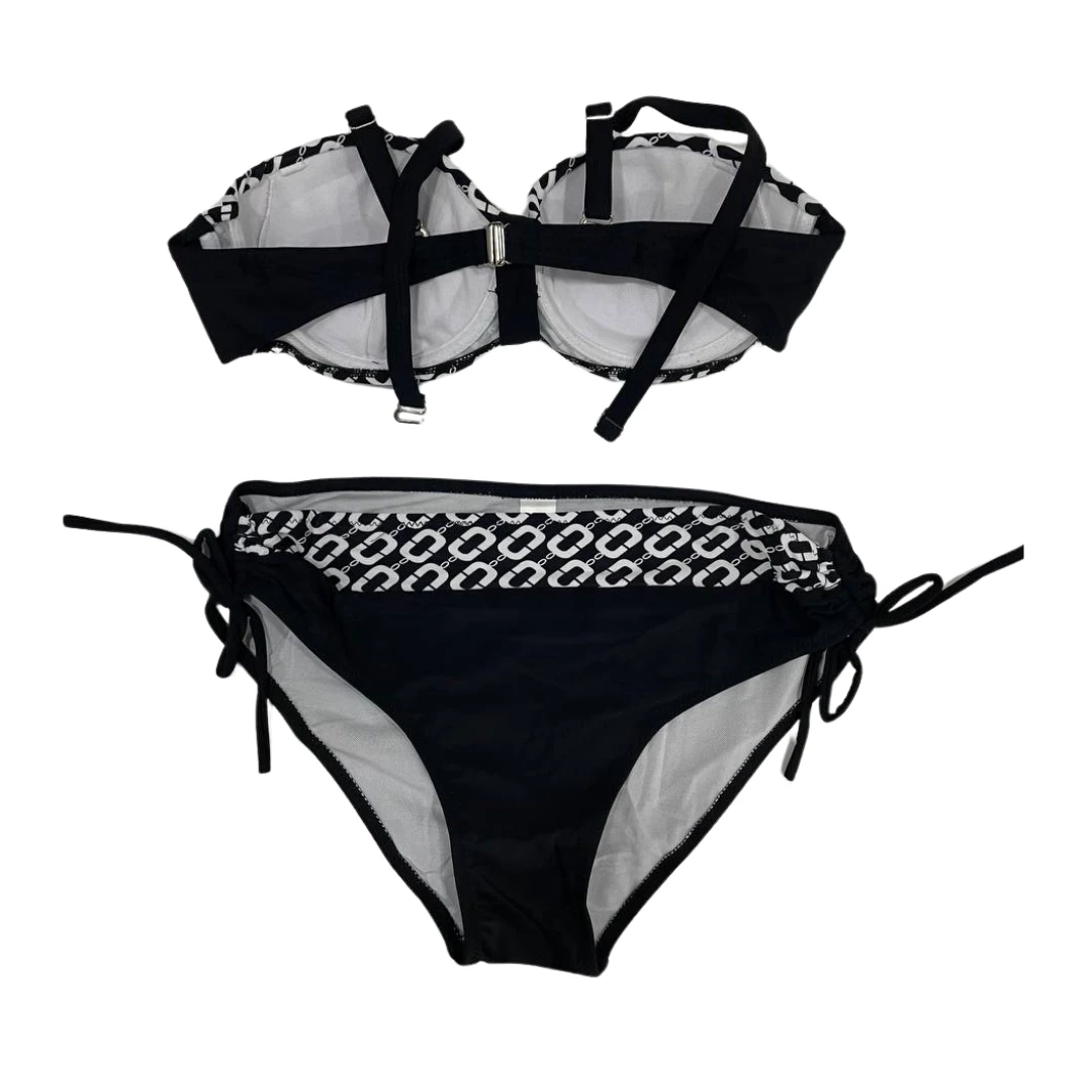 Kadın Siyah Zincir Desenli Astarlı Bikini Takım HZL24S-LC206