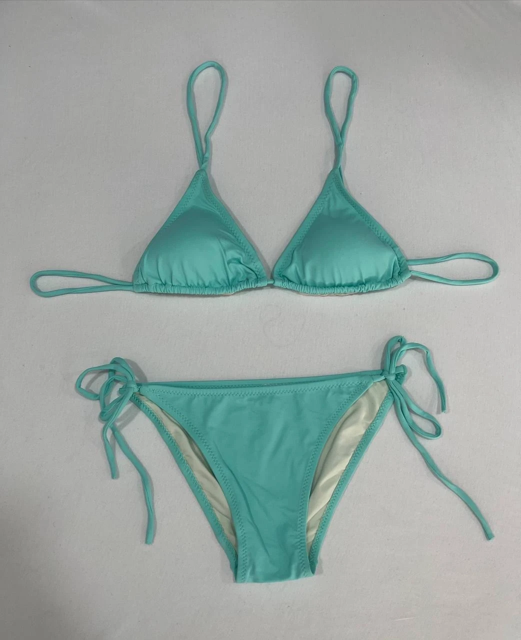 Kadın Su Yeşili Boyundan İp Bağlamalı Üçgen Bikini Takımı HZL25S-LC5005