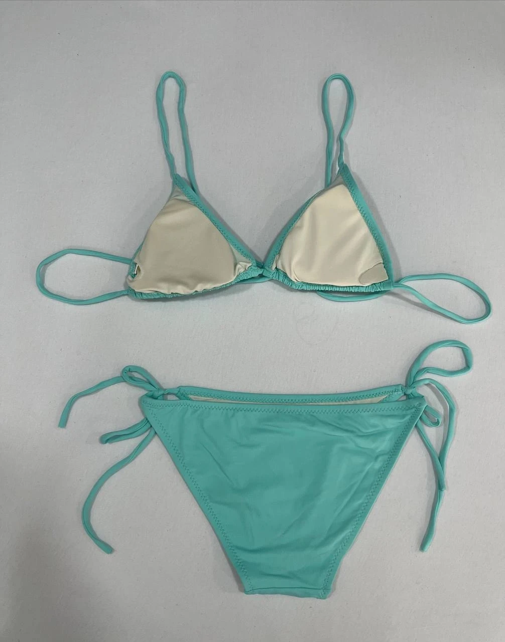 Kadın Su Yeşili Boyundan İp Bağlamalı Üçgen Bikini Takımı HZL25S-LC5005