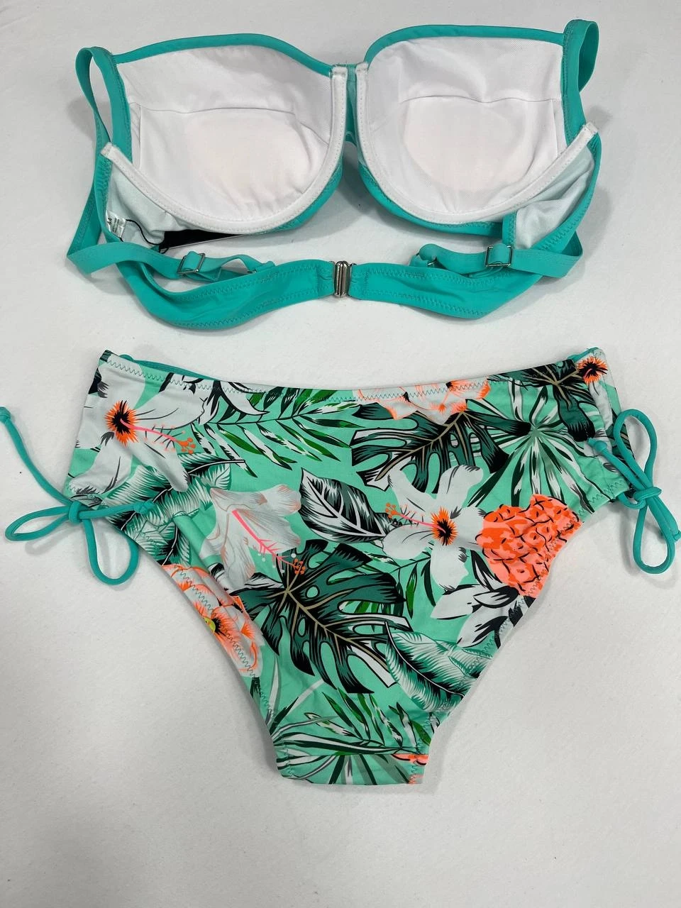 Kadın Turkuaz Mavi Tropikal Desen Bikini Takım HZL25S-LC3325