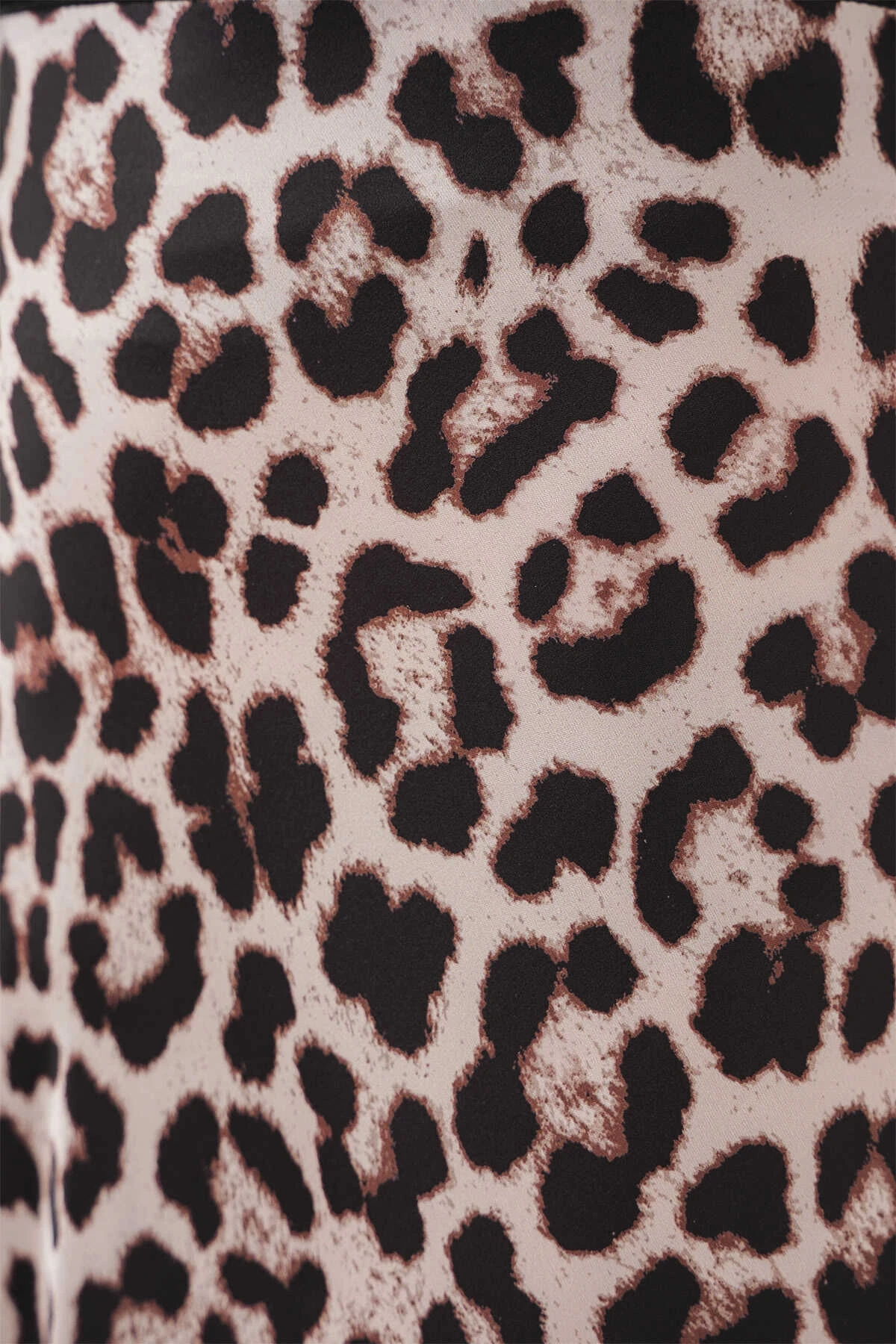 Kadın Vizon Leopar Desenli Saten Yüzeyli Beli Lastikli Midi Boy Etek Hzl23S-BD1101471