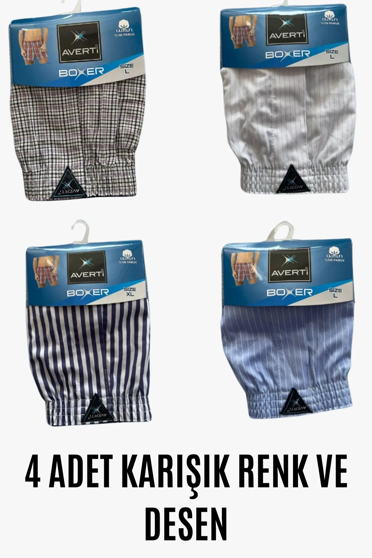 Erkek 4Lü Gömlek Desen %100 Pamuk Poplin Boxer HZL25S-AV01