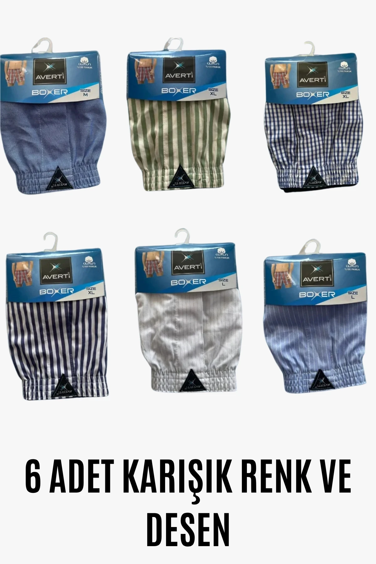 Erkek 6Lı Gömlek Desen %100 Pamuk Poplin Boxer HZL25S-AV01