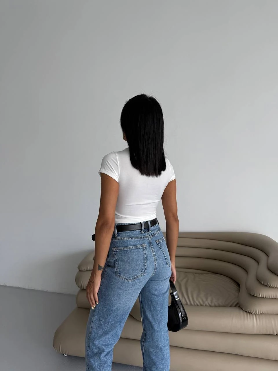 Kadın Beyaz Bisiklet Yaka Sandy Bluz HZL25S-FRY123191