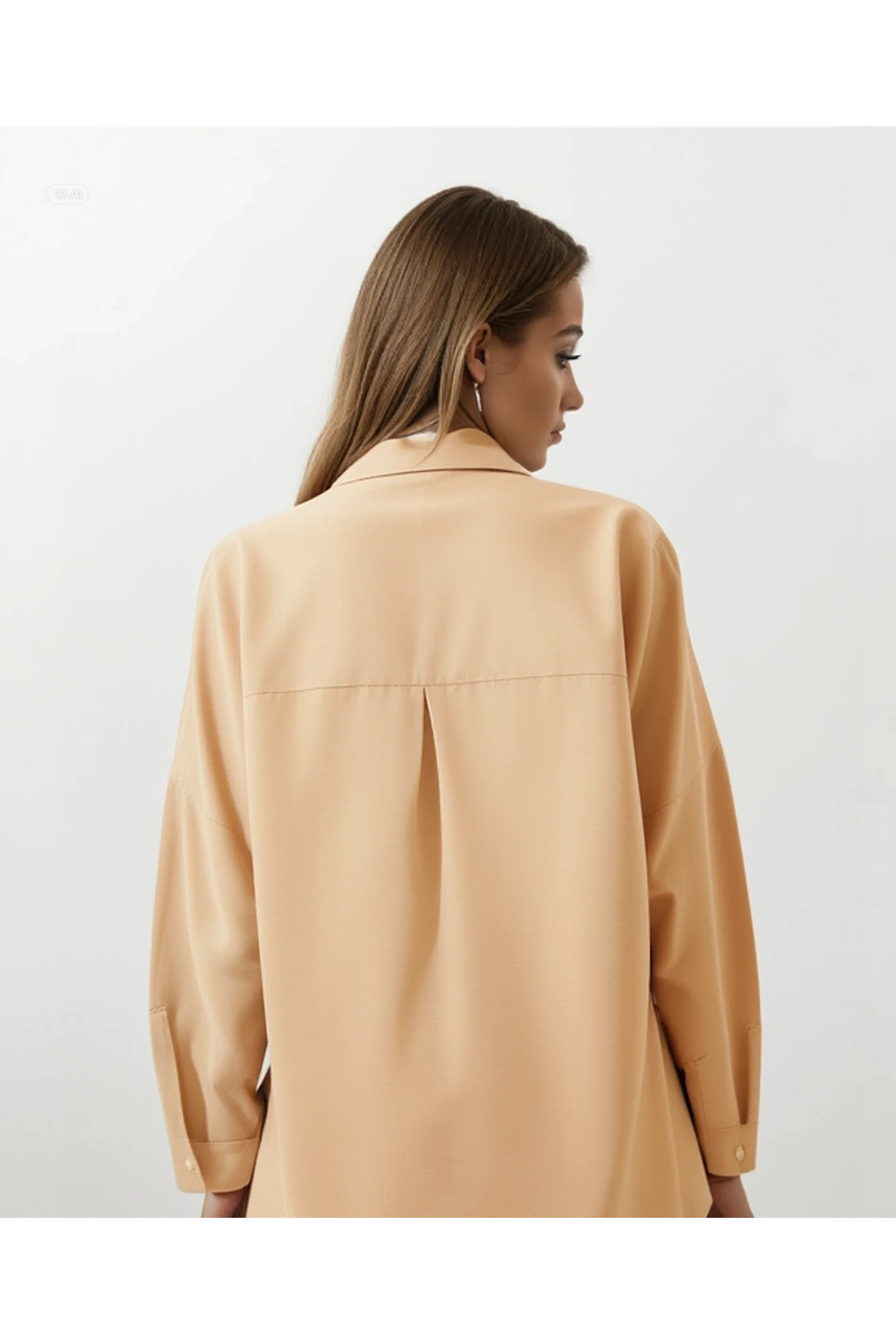 Kadın Bisküvi Oversize Uzun Basic Gömlek HZL22W-BD139001