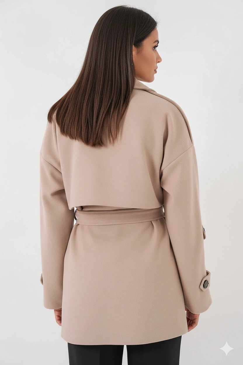 Kadın Bisküvi Premium Midi Boy Astarlı Kaşe Kaban HZL25W-BD191571