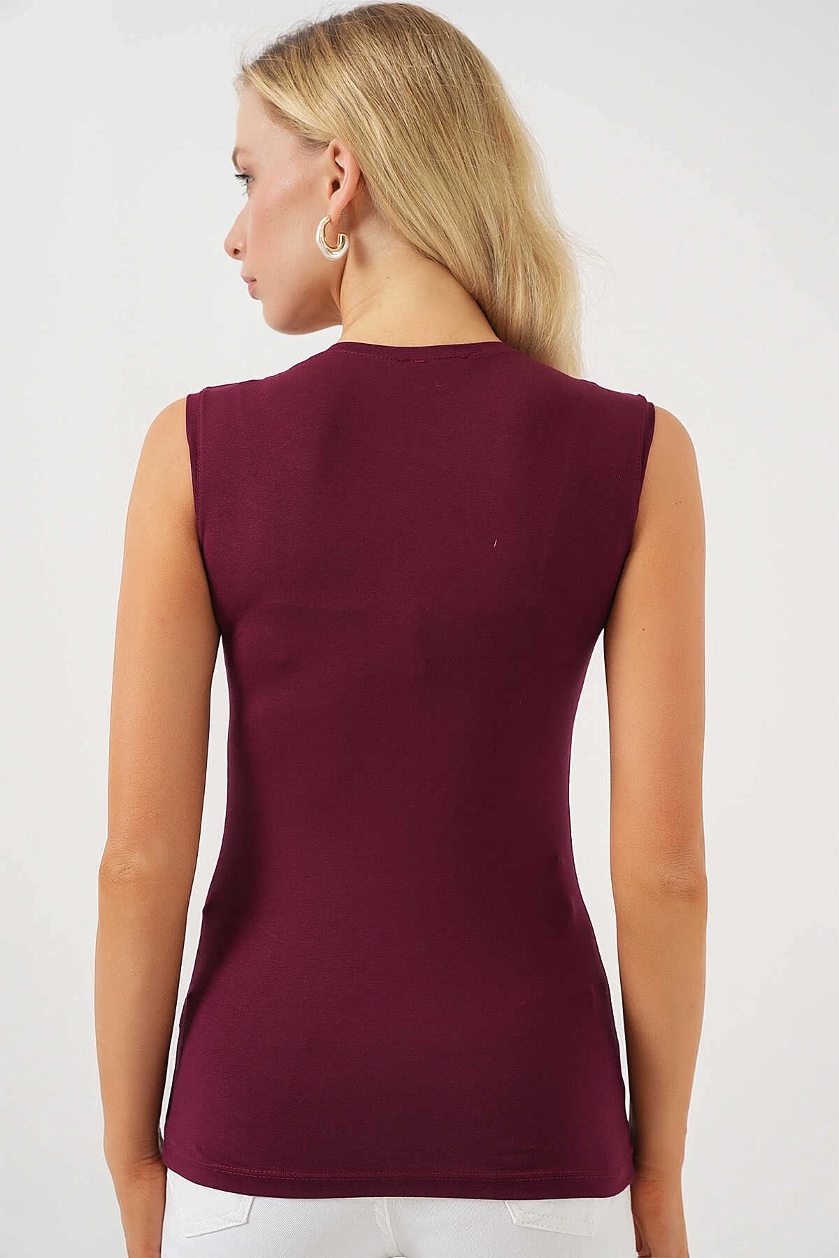Kadın Bordo Basic Sıfır Kol Body HZL25S-BD143471