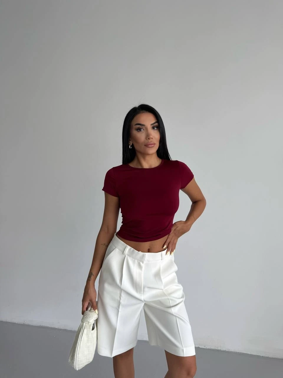 Kadın Bordo Bisiklet Yaka Sandy Bluz HZL25S-FRY123191