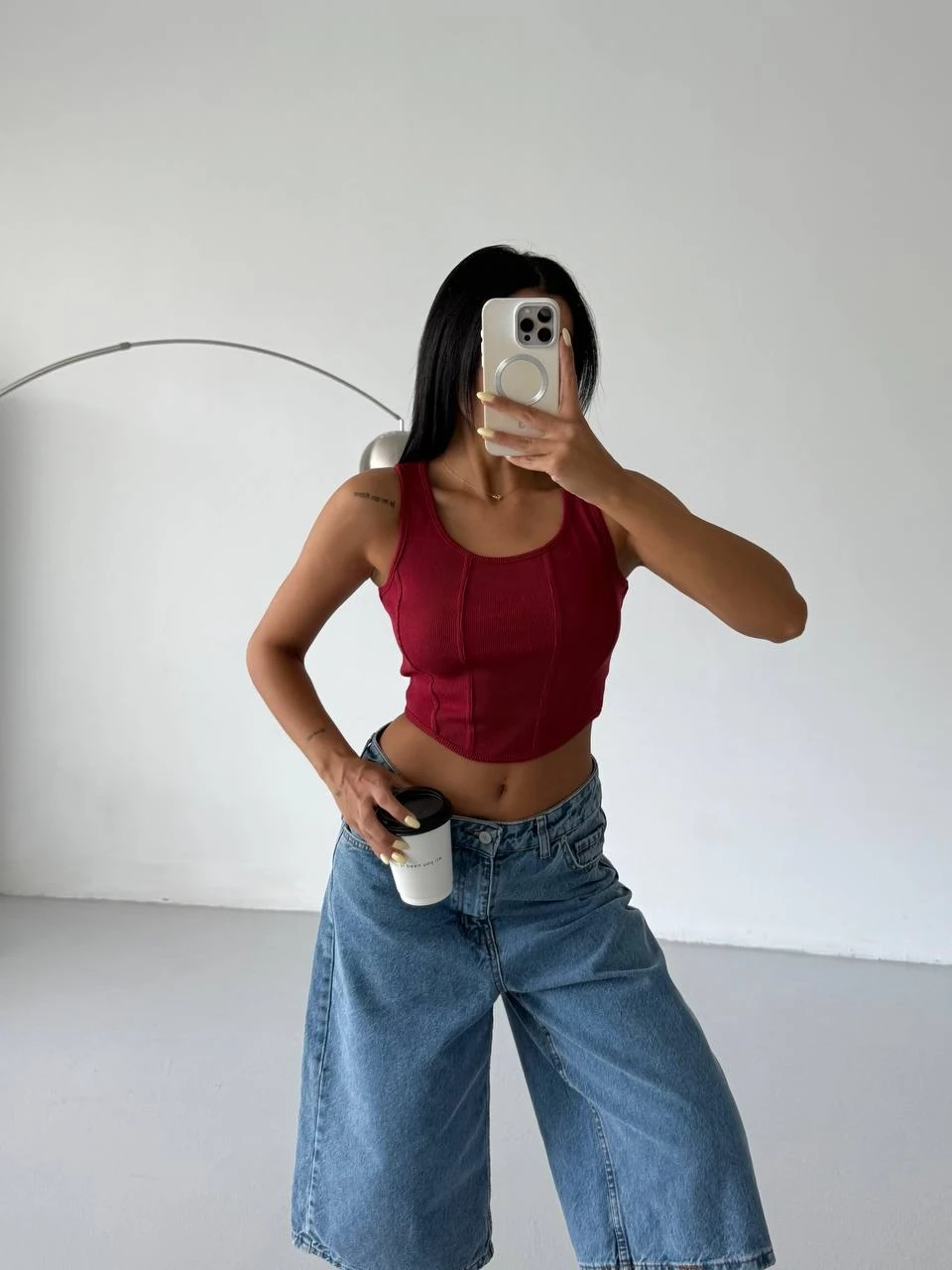 Kadın Bordo Fitilli Kaşkorse Crop Bluz HZL25S-FRY123171