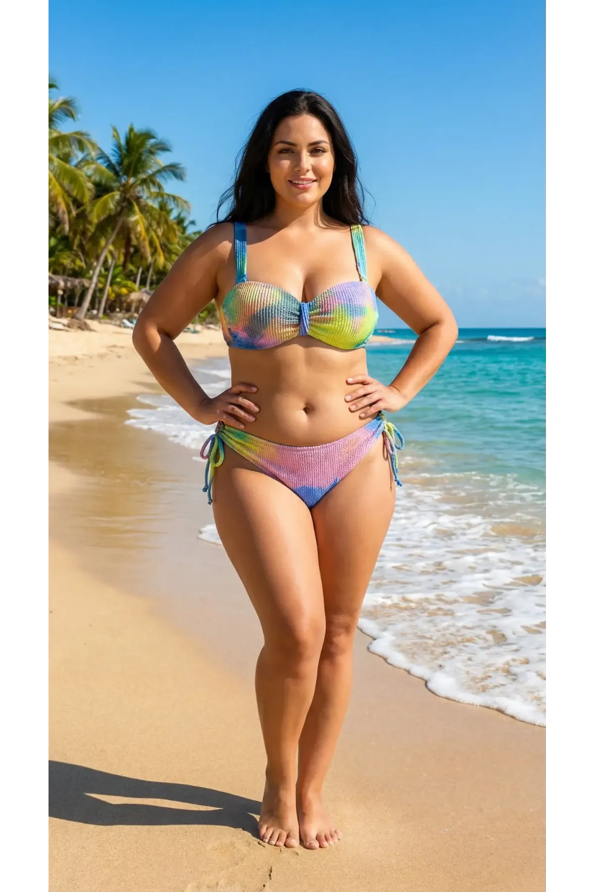 Kadın Çok Renkli Yüksek Bel Toparlayıcı Bikini Takım HZL24S-LC3304