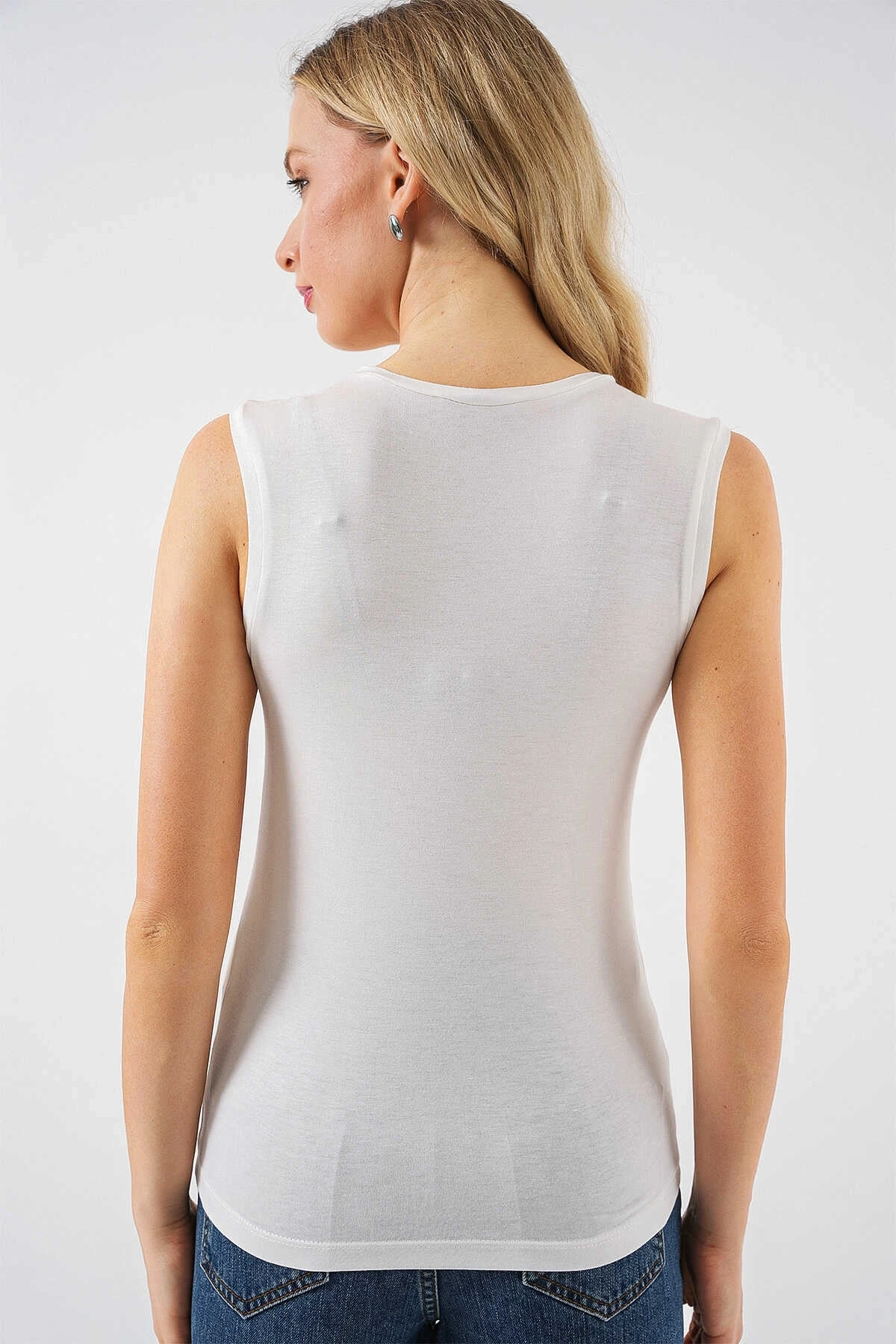 Kadın Ekru Basic Sıfır Kol Body HZL25S-BD143471