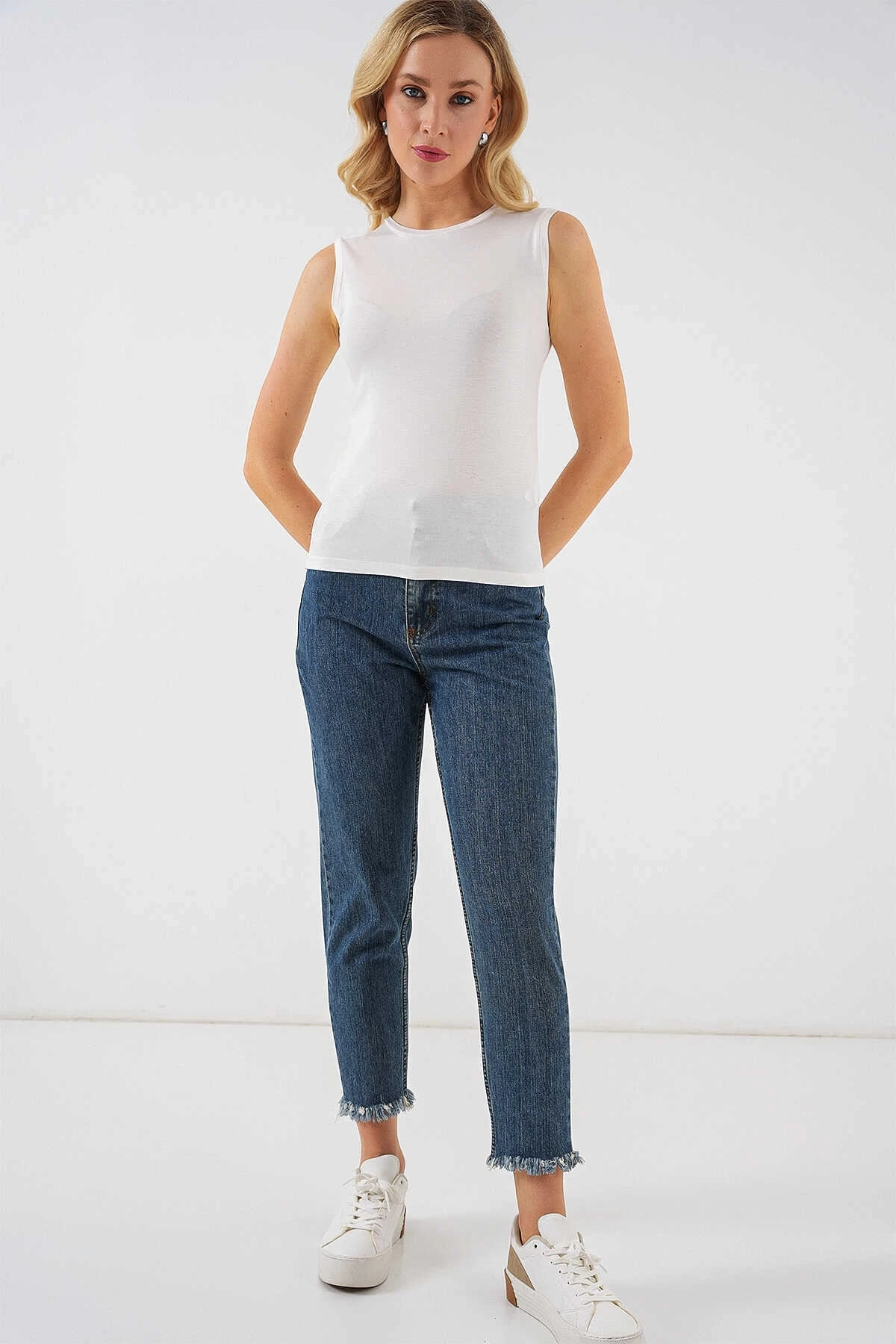 Kadın Ekru Basic Sıfır Kol Body HZL25S-BD143471