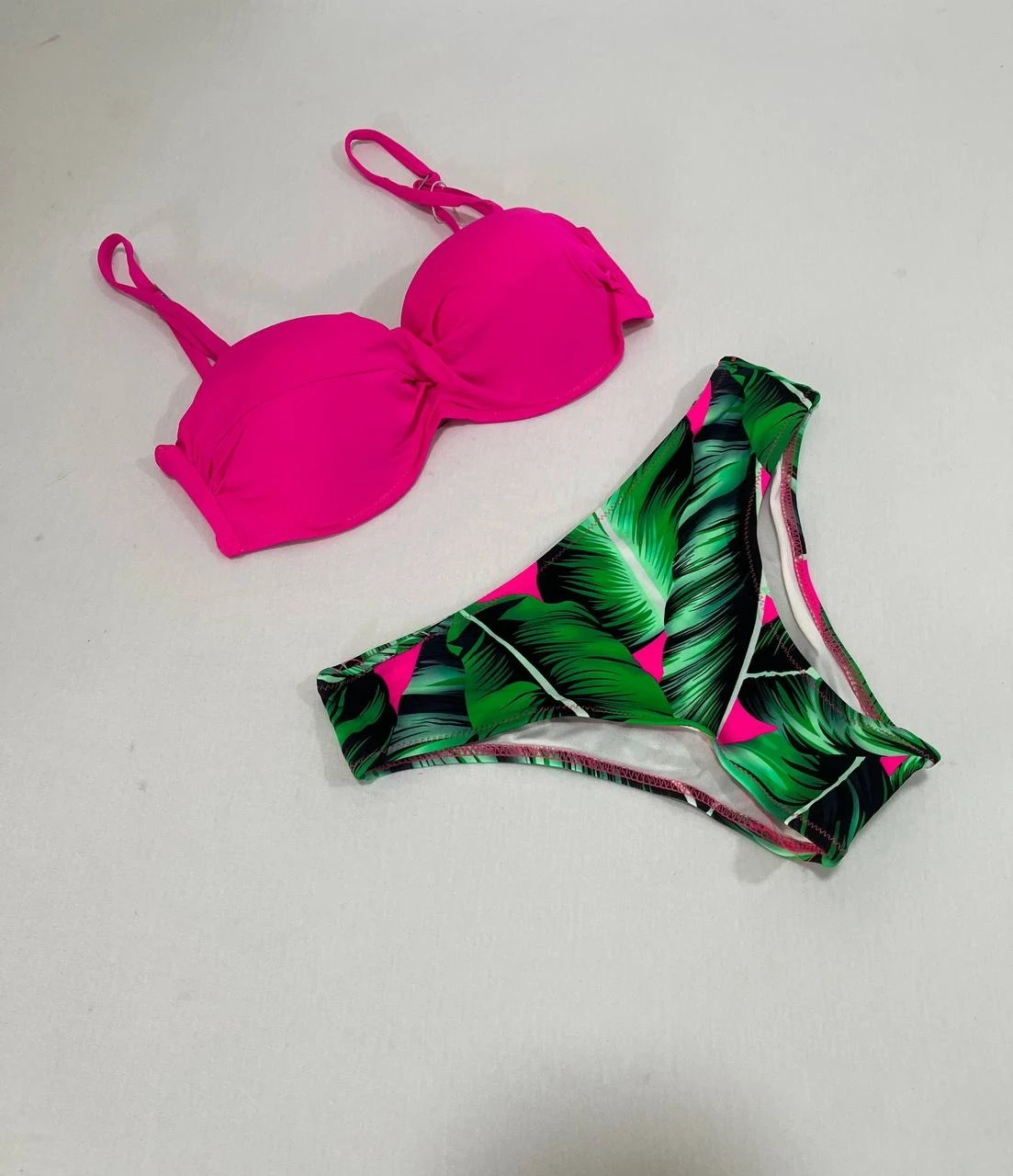 Kadın Fuşya İnce Askılı 3 Parça Bikini Takımı HZL25S-LC216