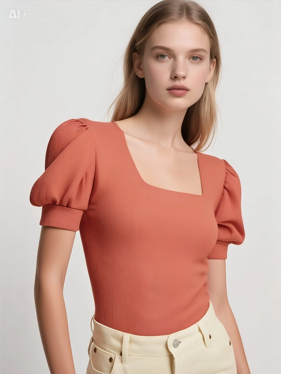 Kadın Gül Kurusu Kare Yaka Örme Bluz HZL22W-BD104091