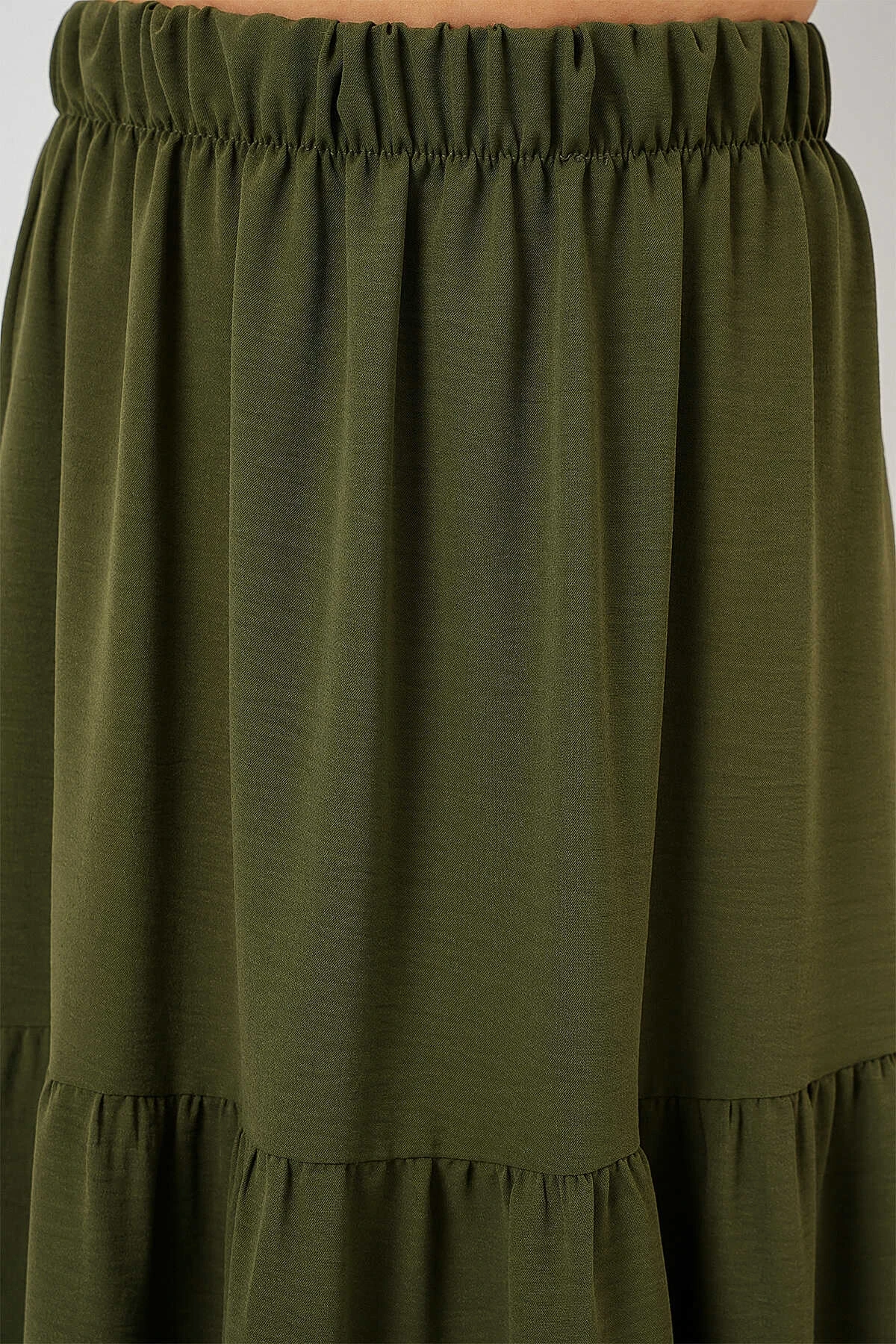 Kadın Haki Beli Lastikli Ayrobin Uzun Etek HZL25S-BD180481