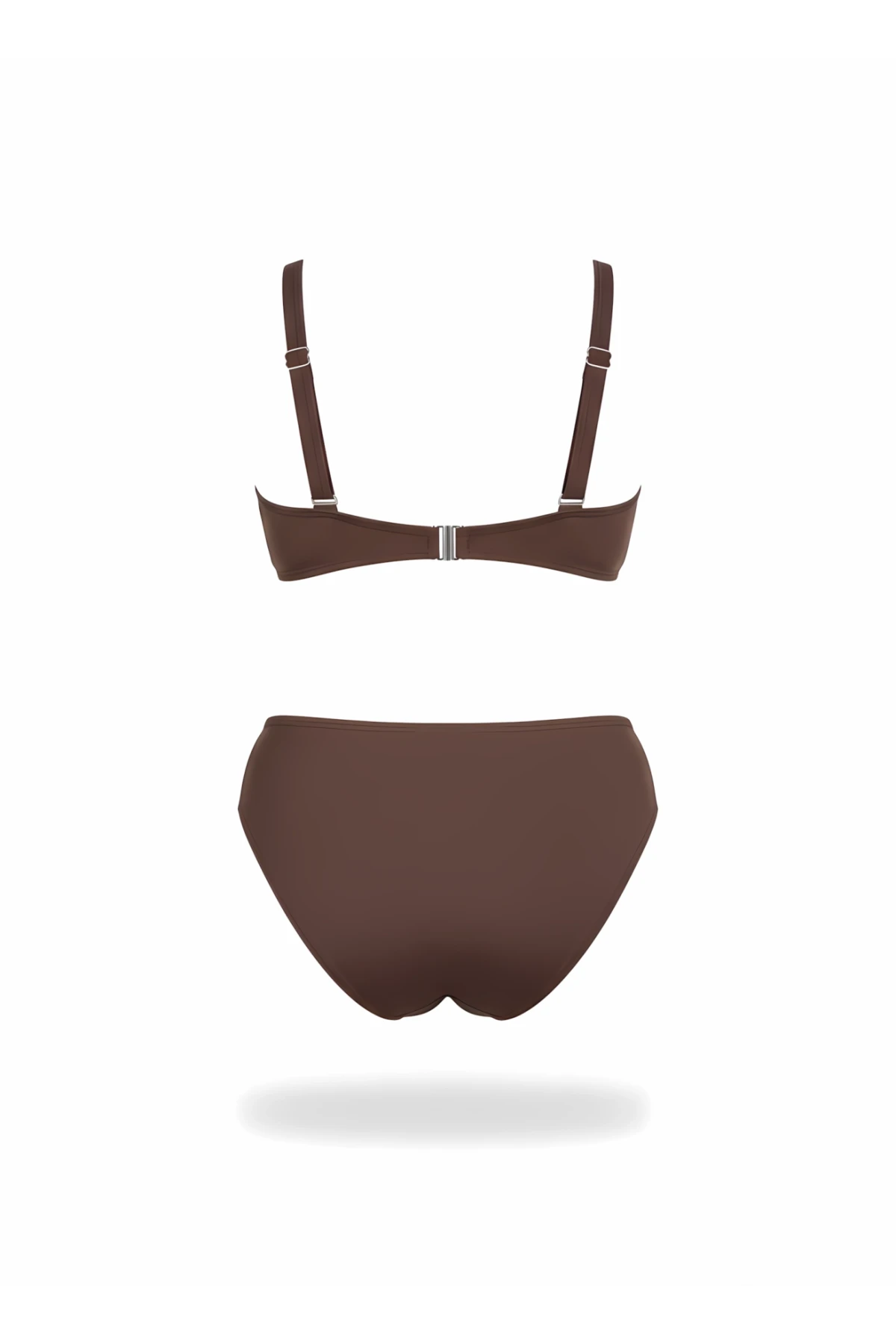 Kadın Kahverengi Çok Renkli Yüksel Bel Astarlı Büyük Beden Bikini Takımı HZL25S-LC22315