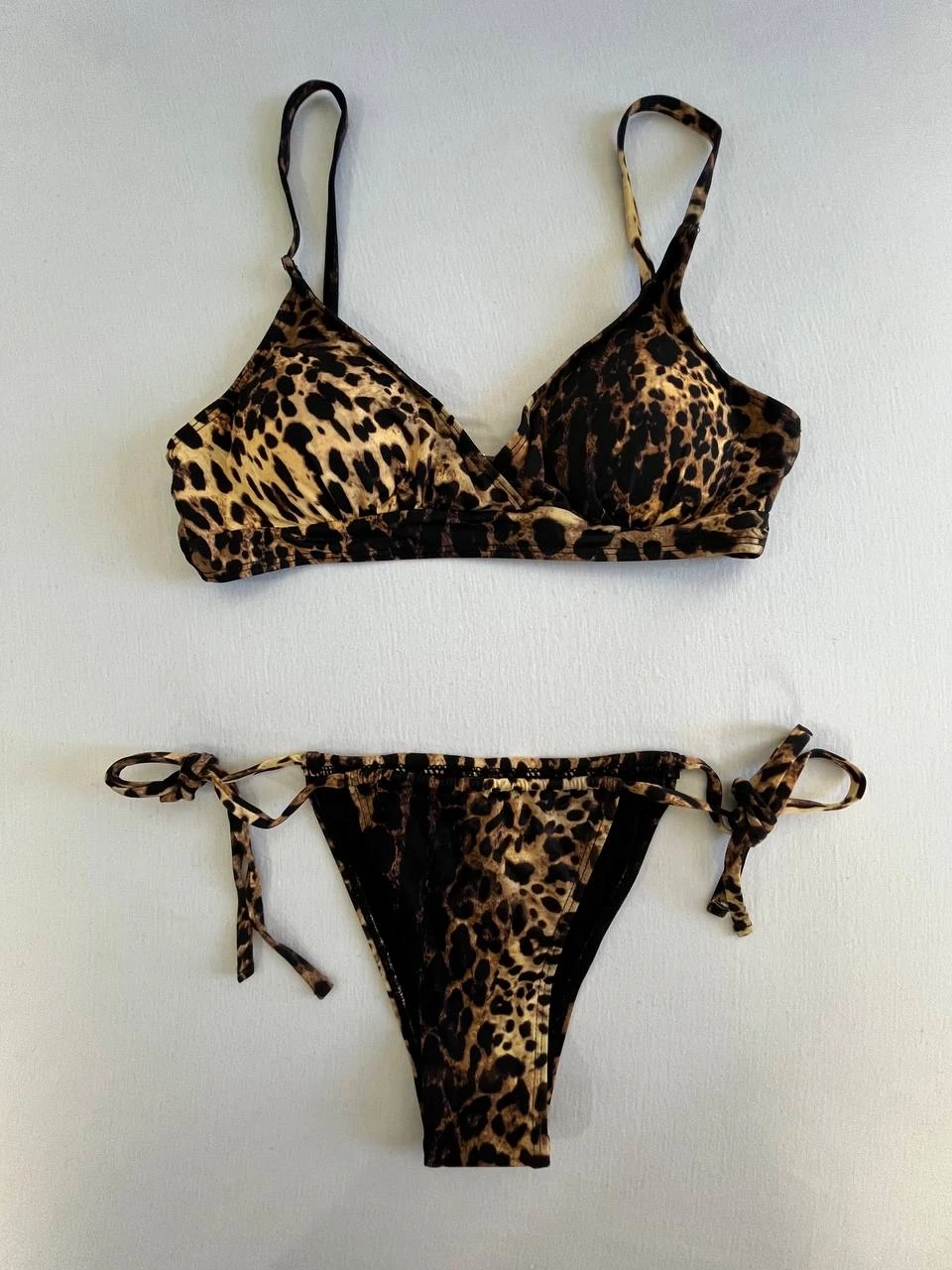 Kadın Kahverengi Leopar Desen Bikini Takımı HZL25S-LC3119