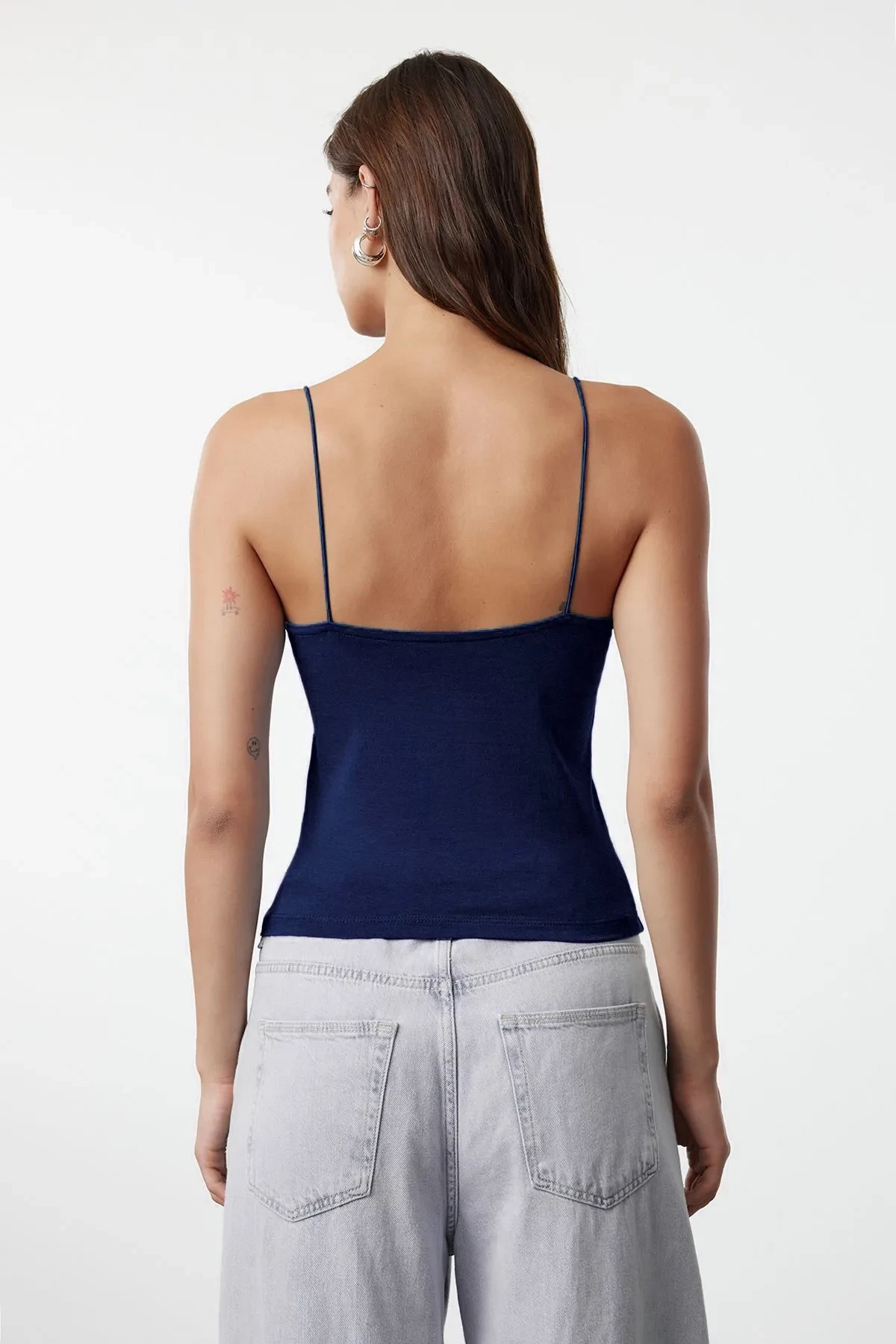 Kadın Lacivert İp Askılı Örme Body Bluz HZL24S-ZK11001