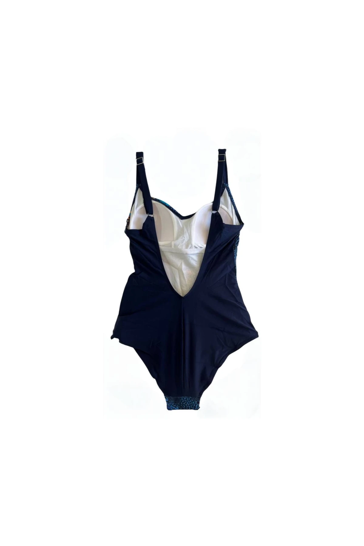 Kadın Lacivert Tropikal Yaprak Desen Yüzücü Mayo HZL25S-LC0046