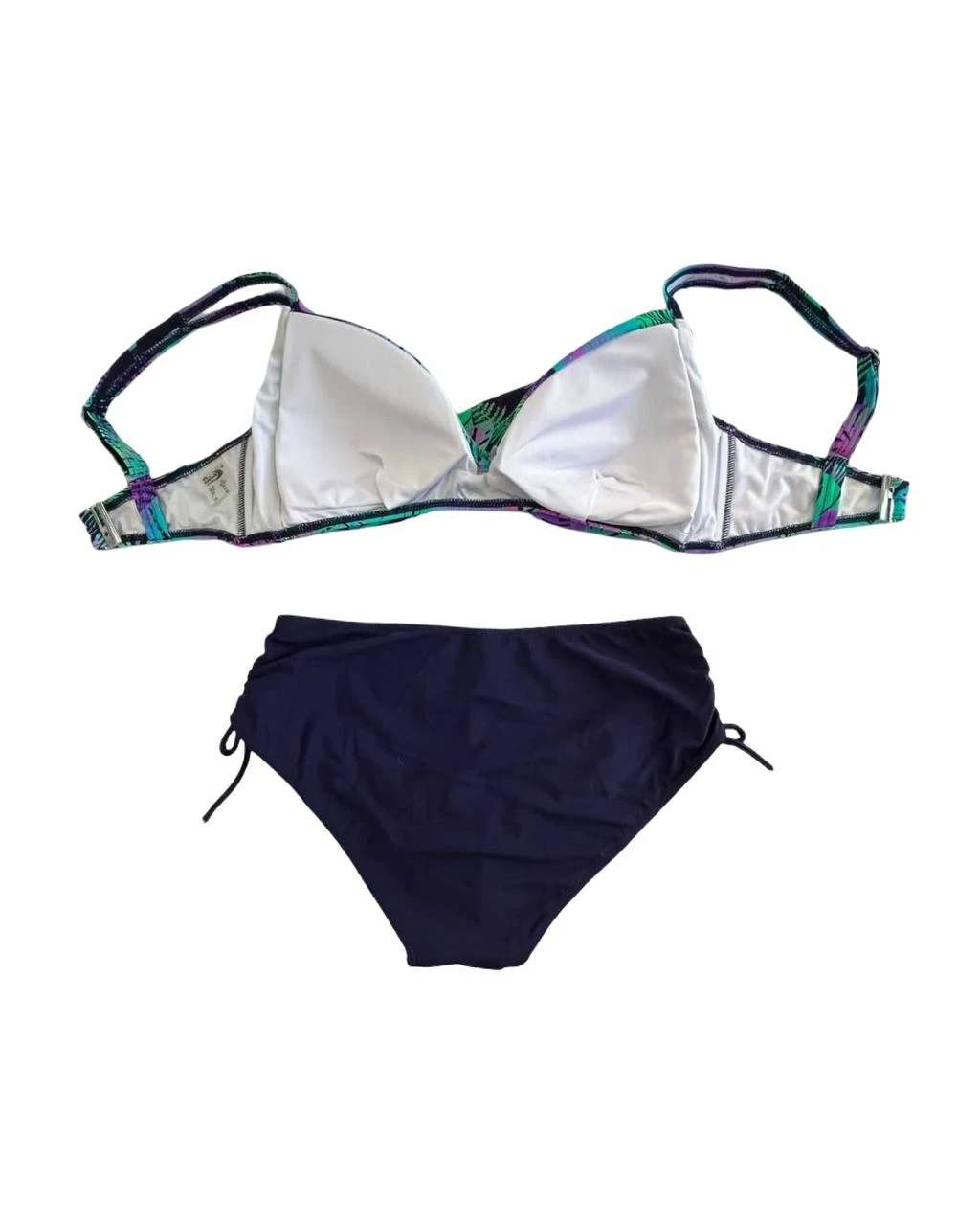 Kadın Lacivert Turkuaz Desenli Astarlı Bikini Takımı HZL25S-LC3832