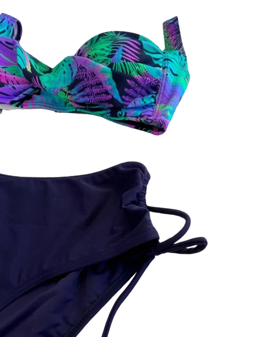 Kadın Lacivert Turkuaz Desenli Astarlı Bikini Takımı HZL25S-LC3832