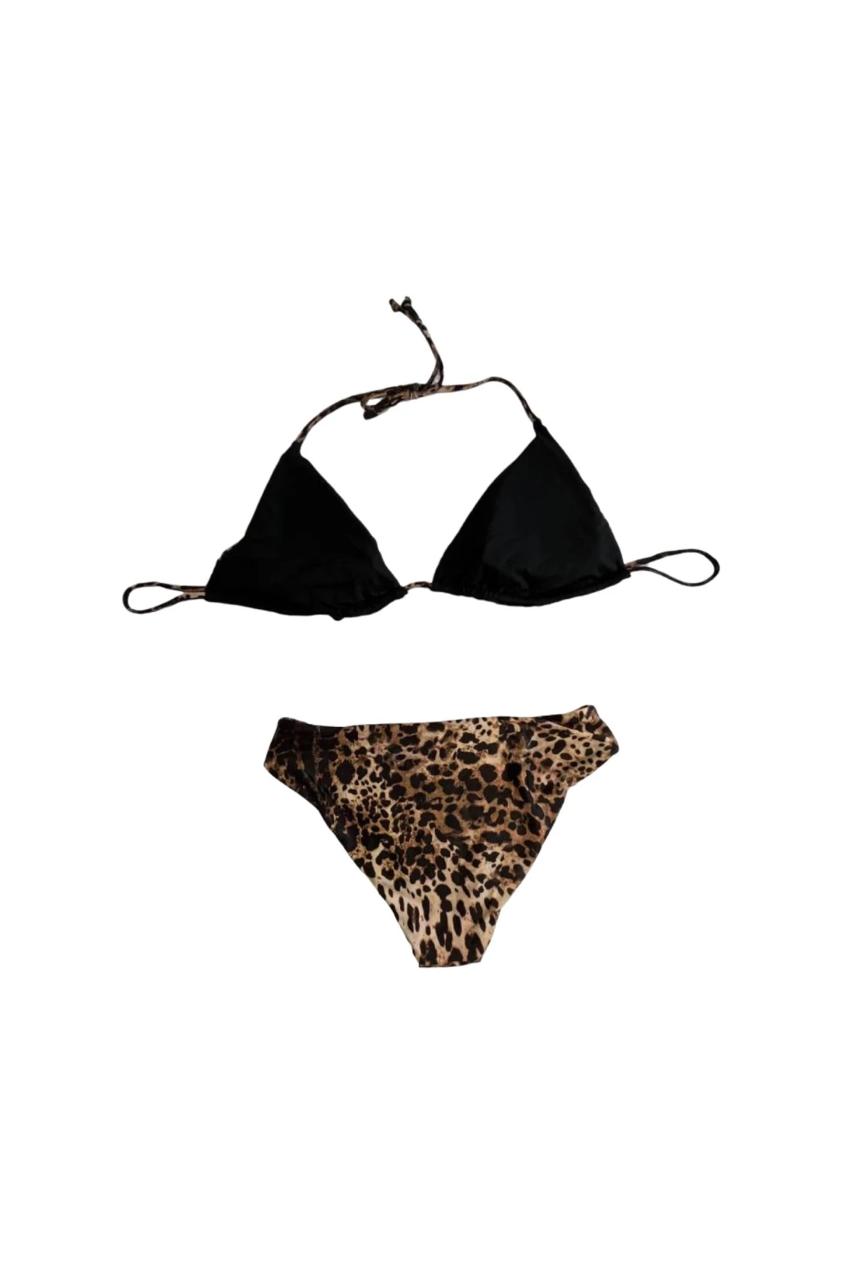 Kadın Leopar Desen Boyundan Bağlamalı Etekli  Bikini Takımı HZL25S-LC3220