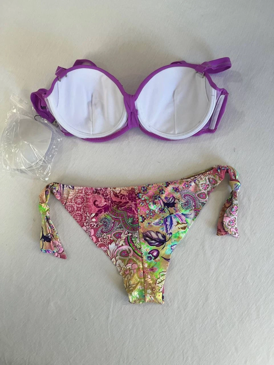 Kadın Lila Taş İşlemeli 3 Parça Bikini Takım HZL25S-LC3315