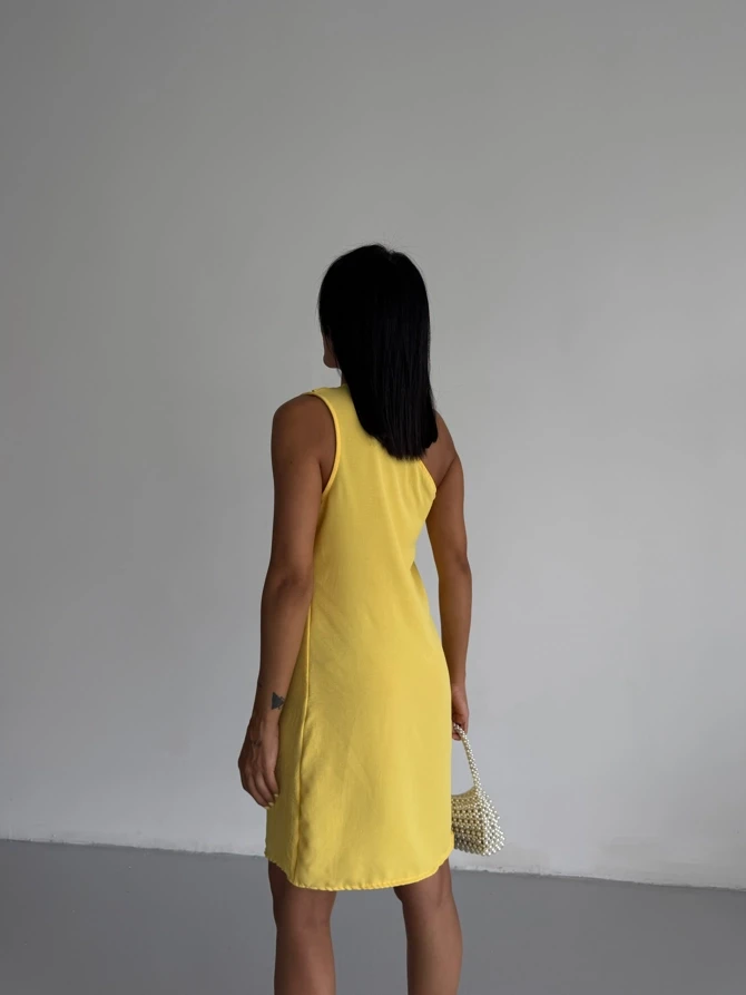 Kadın Sarı Tek Omuz Mini Elbise HZL25S-FRY121791