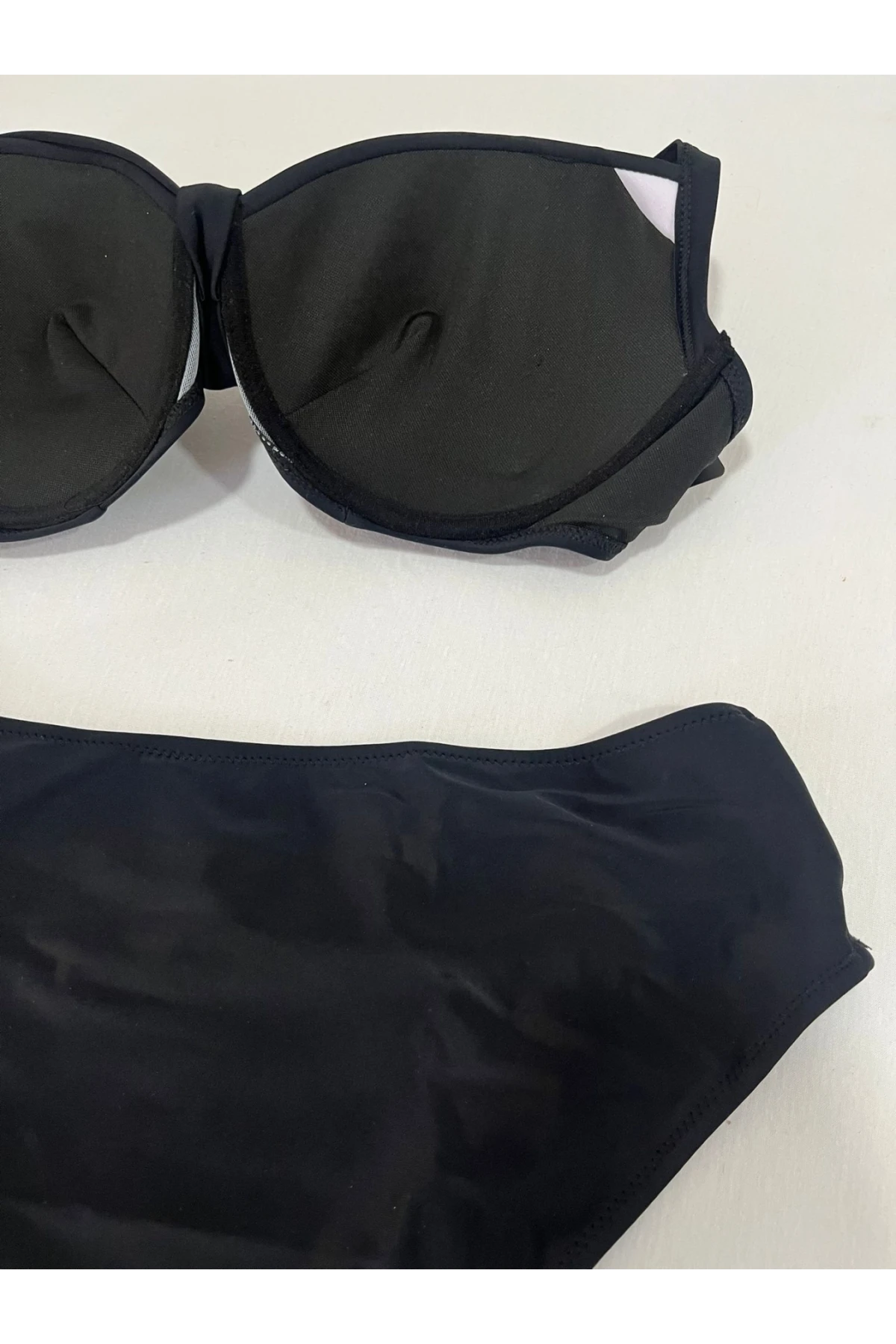 Kadın Siyah Çok Renk Desenli  Astarlı Büyük Beden Bikini Takımı HZL25S-LC06