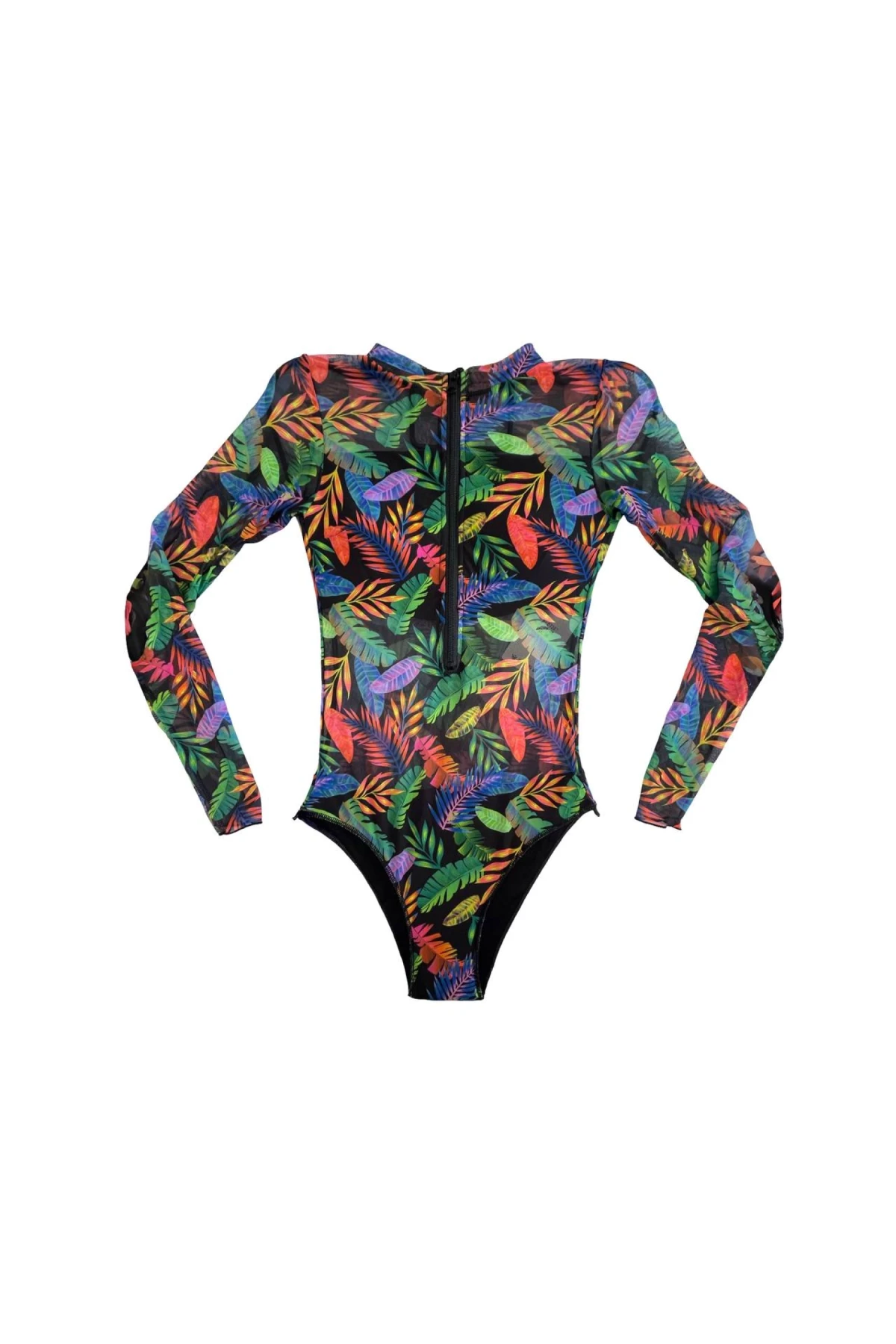 Kadın Siyah Çok Renkli Tül Yüzücü Mayo HZL25S-LC67387