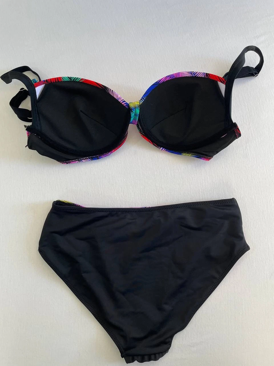 Kadın Siyah Sarı Kırmızı Çok Renk Desenli  Astarlı Büyük Beden Bikini Takımı HZL25S-LC06