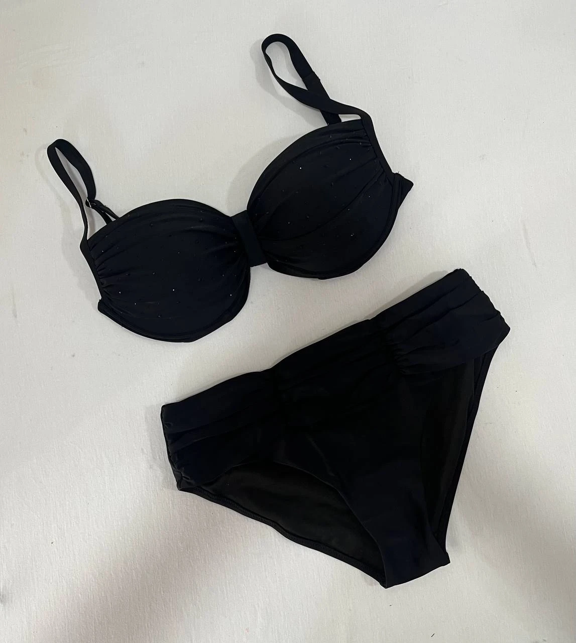 Kadın Siyah Taş İşlemeli Astarlı Büyük Beden Bikini Takımı HZL25S-LC01